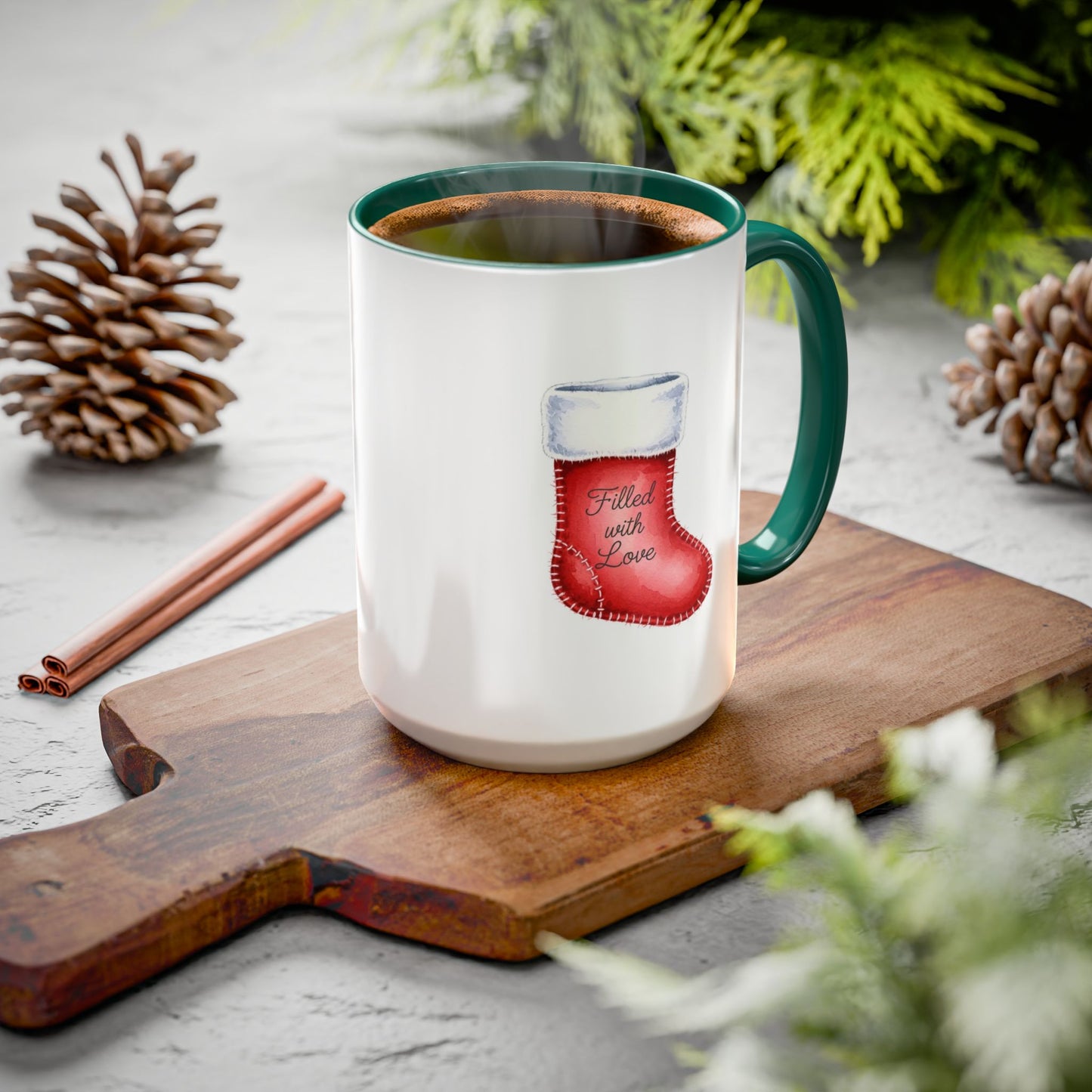 Holiday Mugs Christmas Gift Ideas Hot Cocoa & Coffee Cup Designs Filled with Love - Colorful 11oz & 15oz