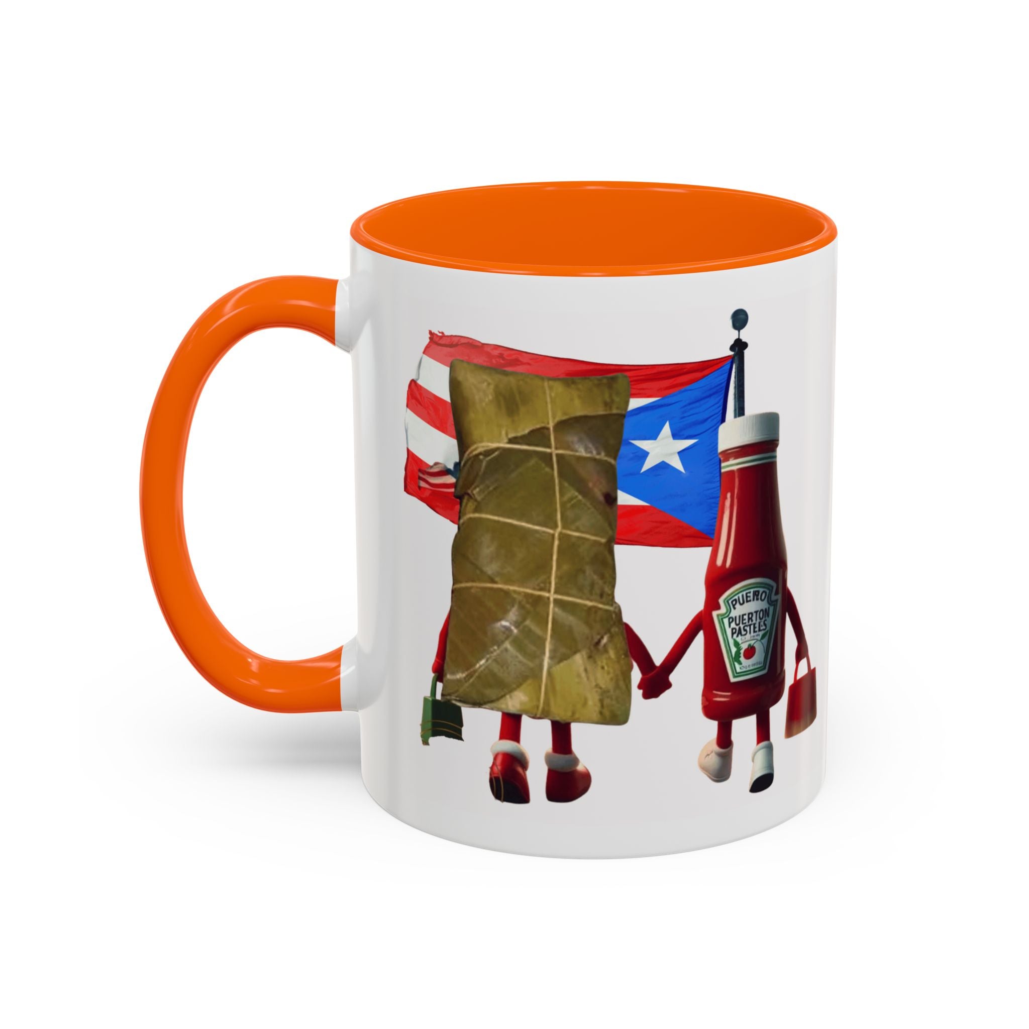Puerto Rican Flag Ketchup & Pasteles Coffee Mug — Funny Food Friends Accent Mug (11/15oz)