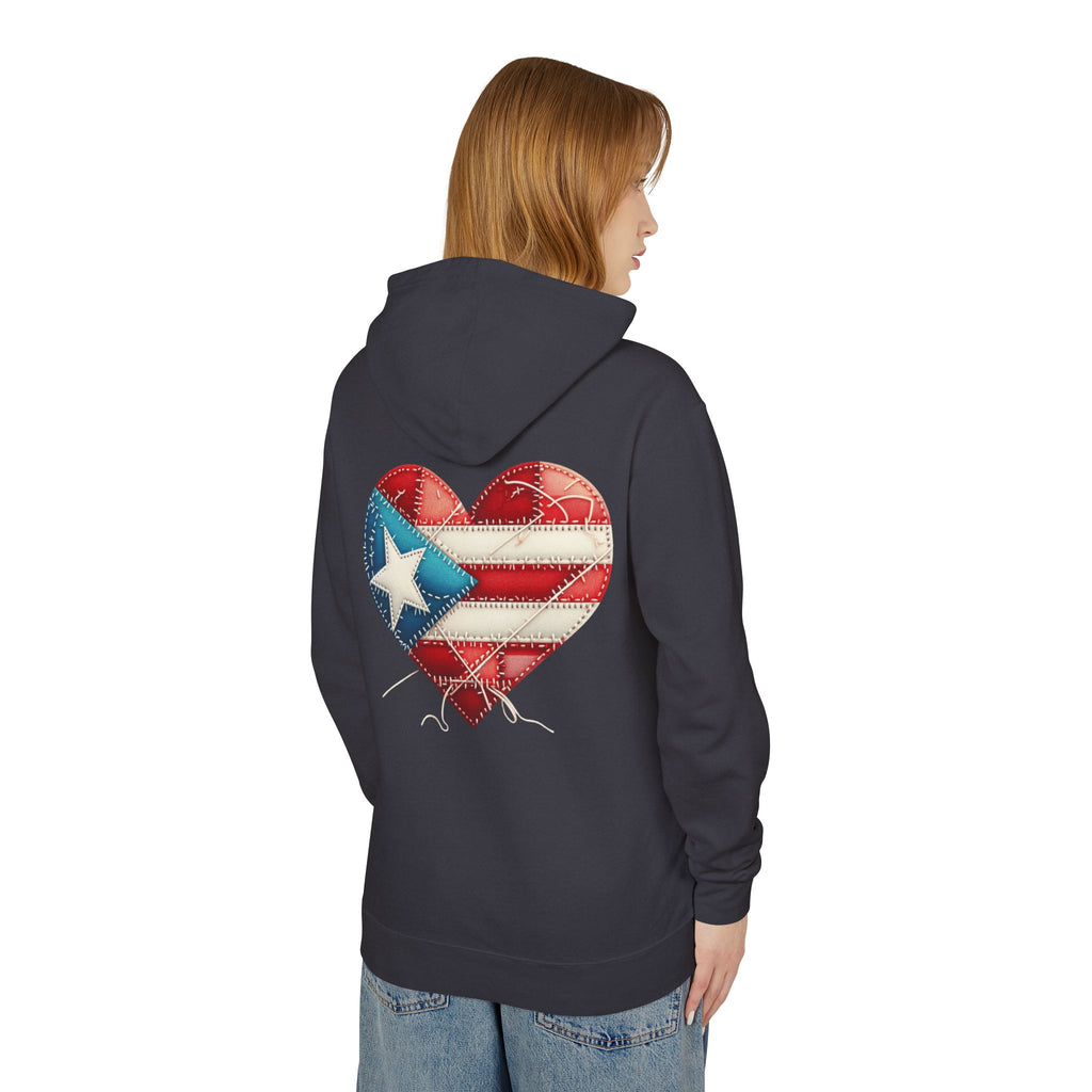 Jíbara Hoodie — Puerto Rican Heart Flag Lightweight Hooded Sweatshirt