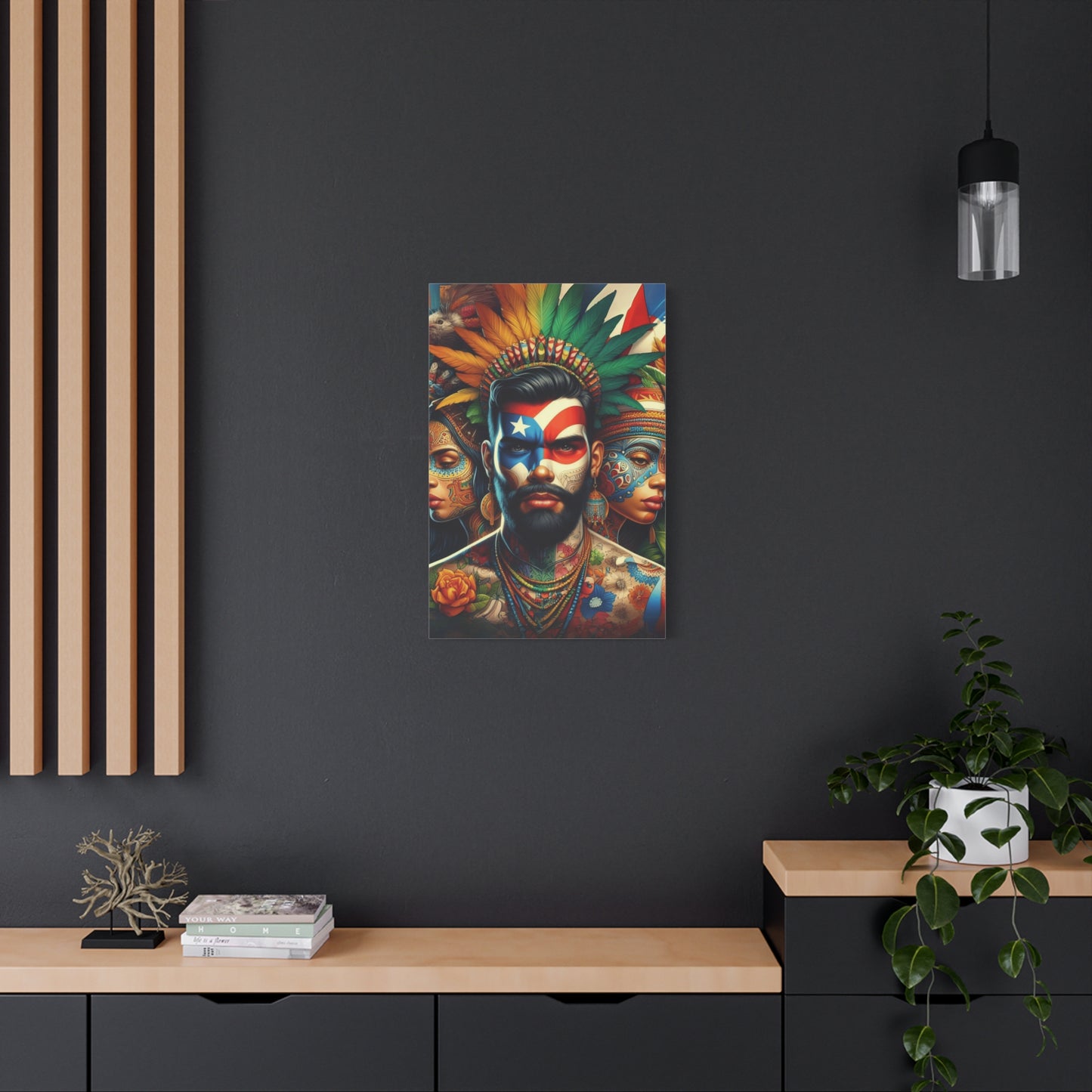 La Isla del Encanto Taíno Symbol Design Vibrant Cultural Art Canvas Print, Wall Decor, Home Decoration, Unique Artwork, Bohemian Style, Gift for Art Lovers