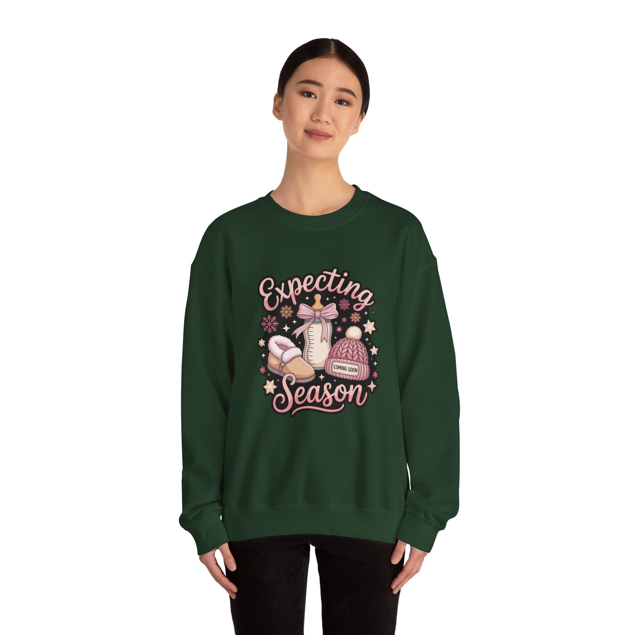 Expecting Season Sweatshirt  Cute Pregnancy Announcement Pullover Cartoon Christmas T-shirts and Sweaters