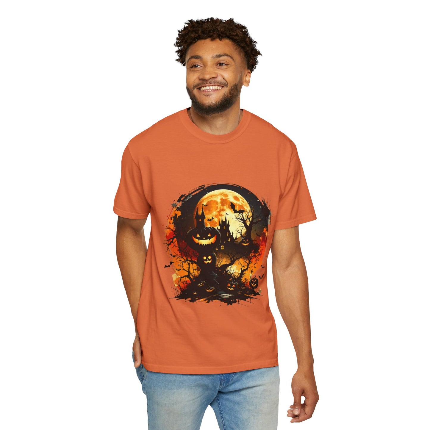 Halloween Moon Graphic T-shirt, Unisex Spooky Shirt, Fall Outfit, October Fest Tee, Halloween Party Wear, Trick or Treat T-shirt