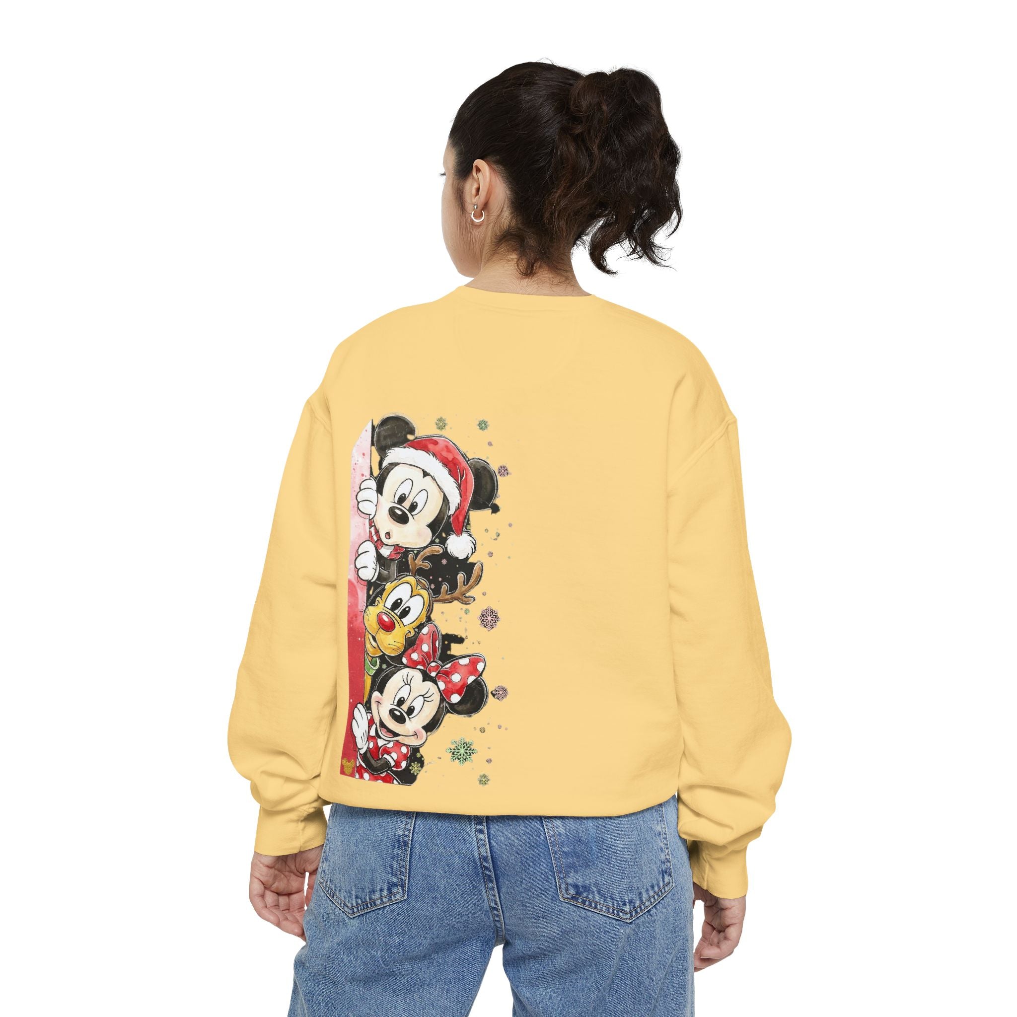 Christmas Disney Characters Sweatshirt  Mickey, Minnie & Pluto Holiday Crew Cartoon Christmas T-shirts and Sweaters