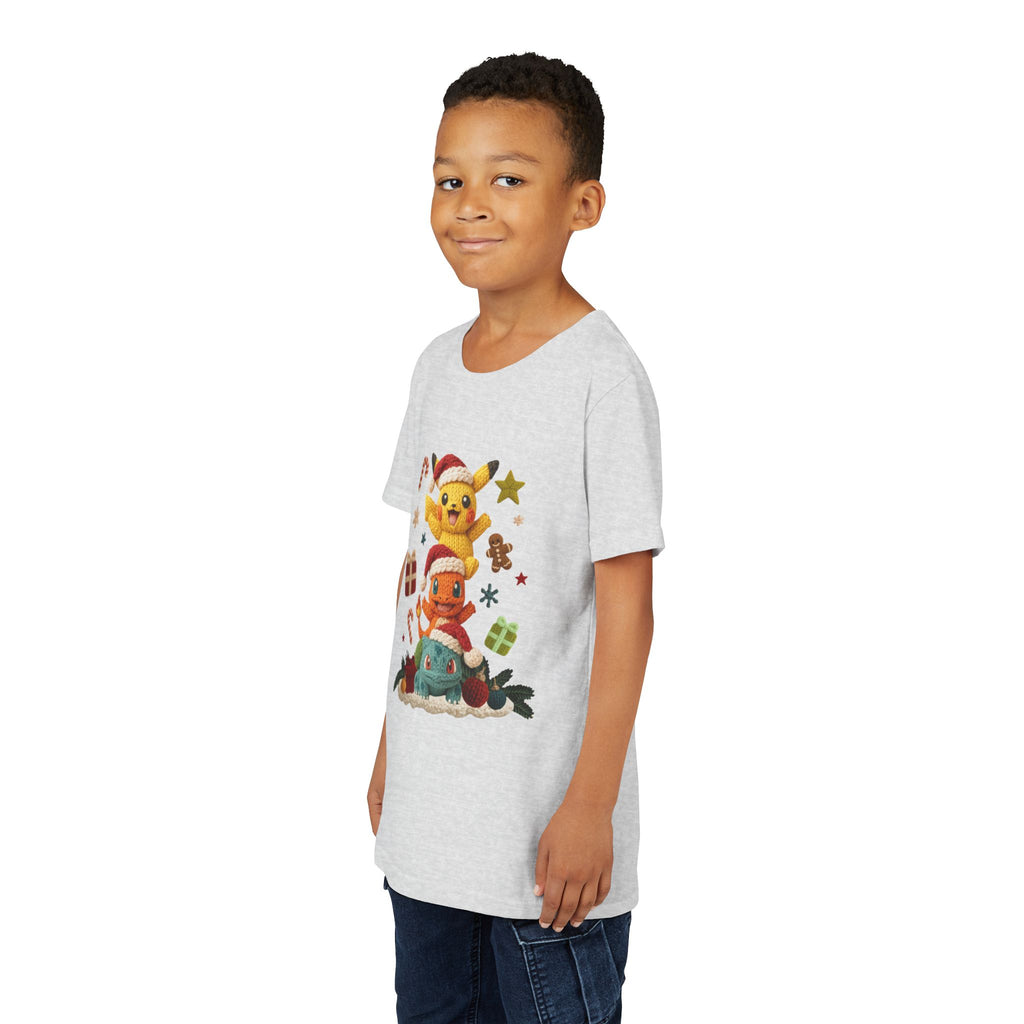 Kids Holiday Tee  Cute Stacked cartoon Characters Christmas Design