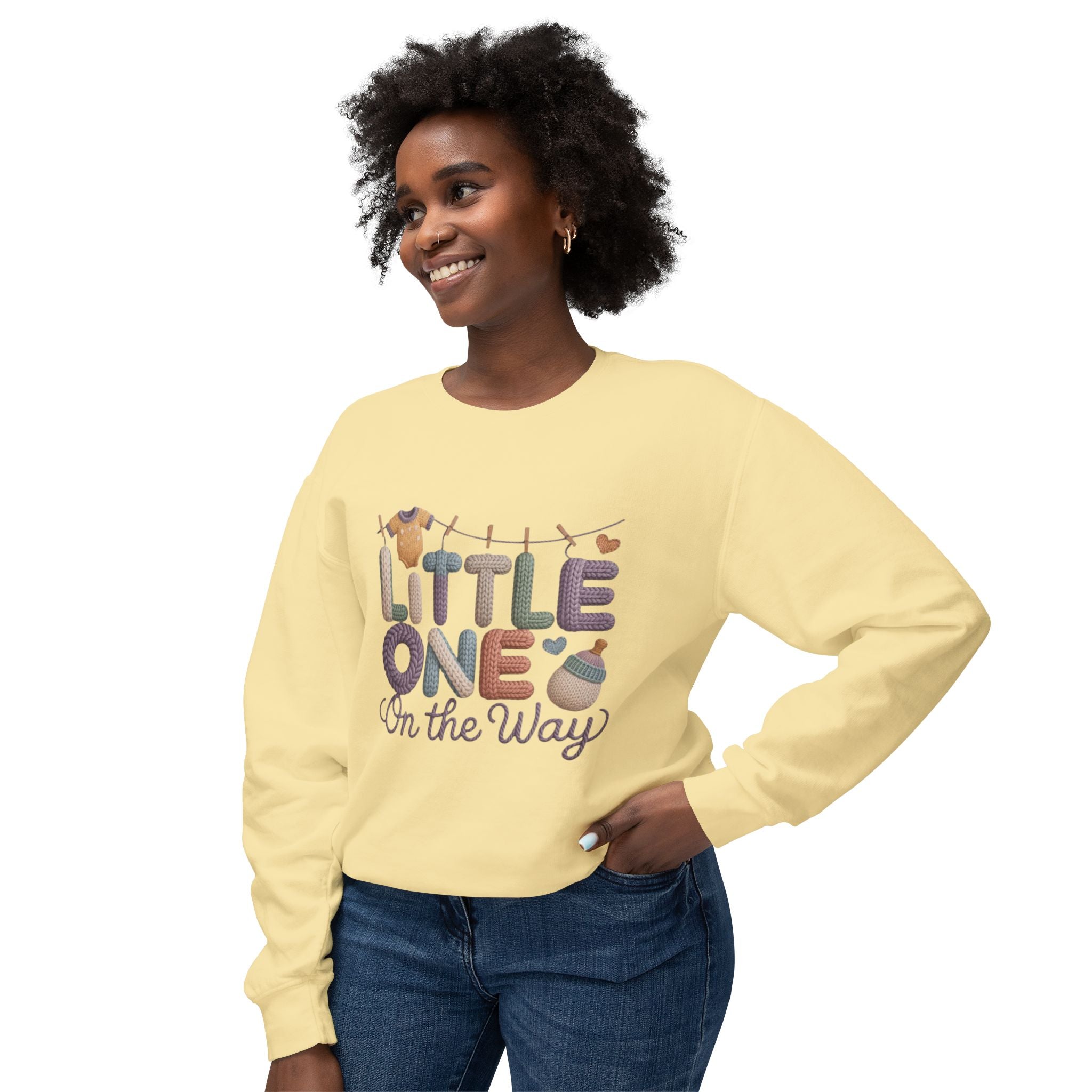 Little One On The Way Sweatshirt  Cute Baby Shower Announcement Crewneck