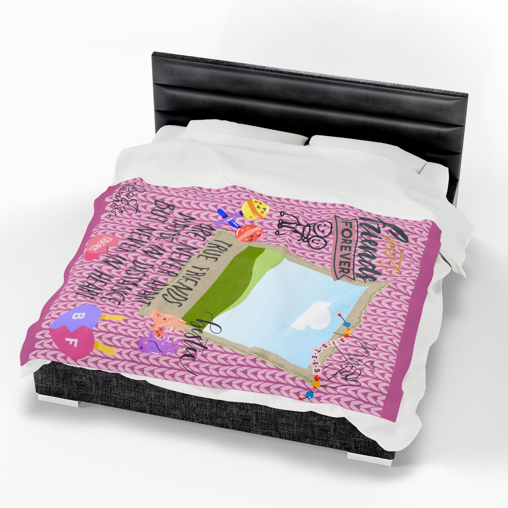 Friends Forever Velveteen Plush Blanket – "True Friends Are Never Apart" Cozy Keepsake for Besties