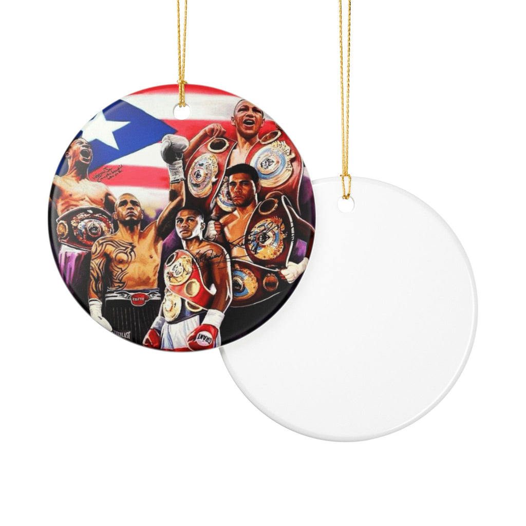 Boxing Champions Ceramic Ornament  Puerto Rican Pride Boxing Belt Artwork