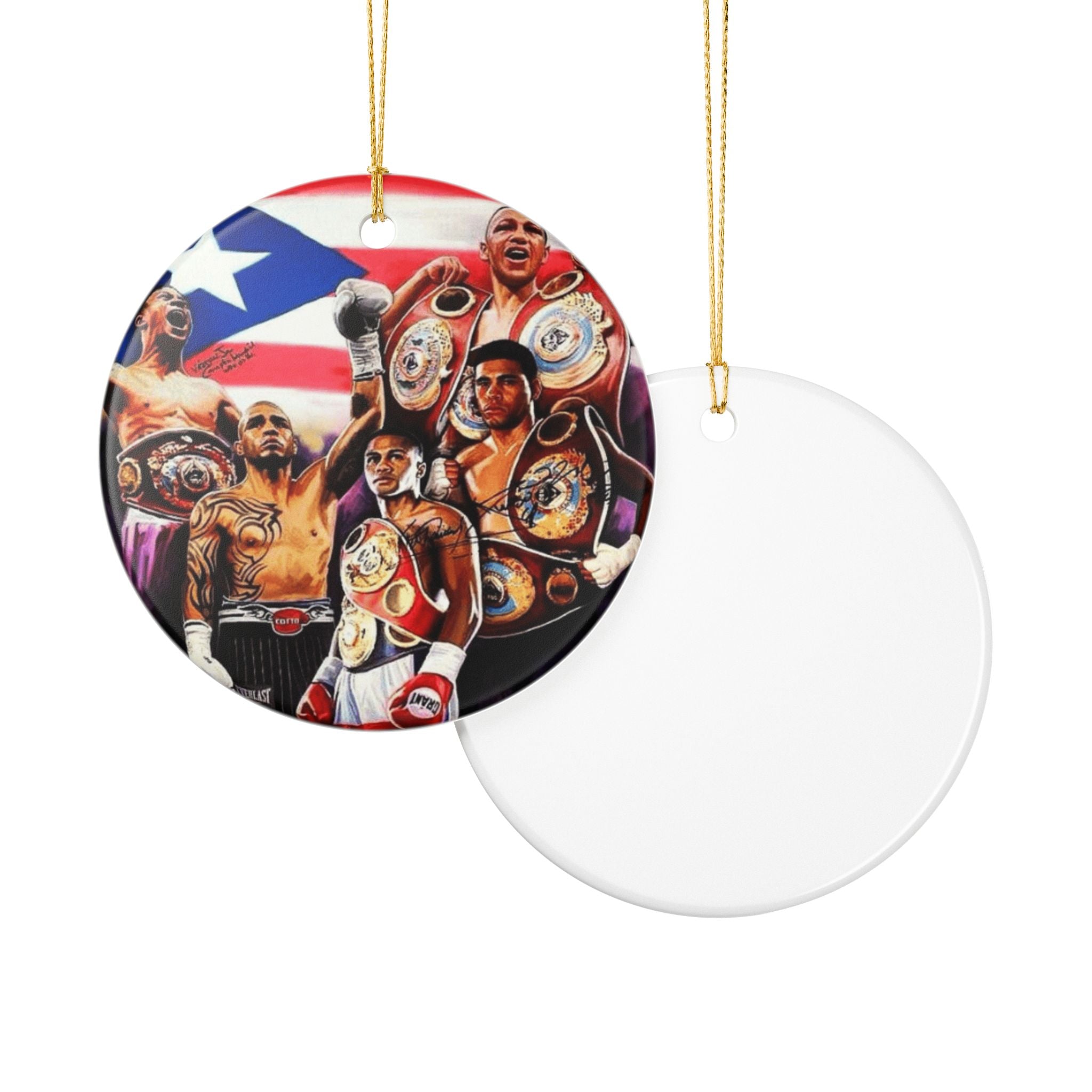 Boxing Champions Ceramic Ornament  Puerto Rican Pride Boxing Belt Artwork
