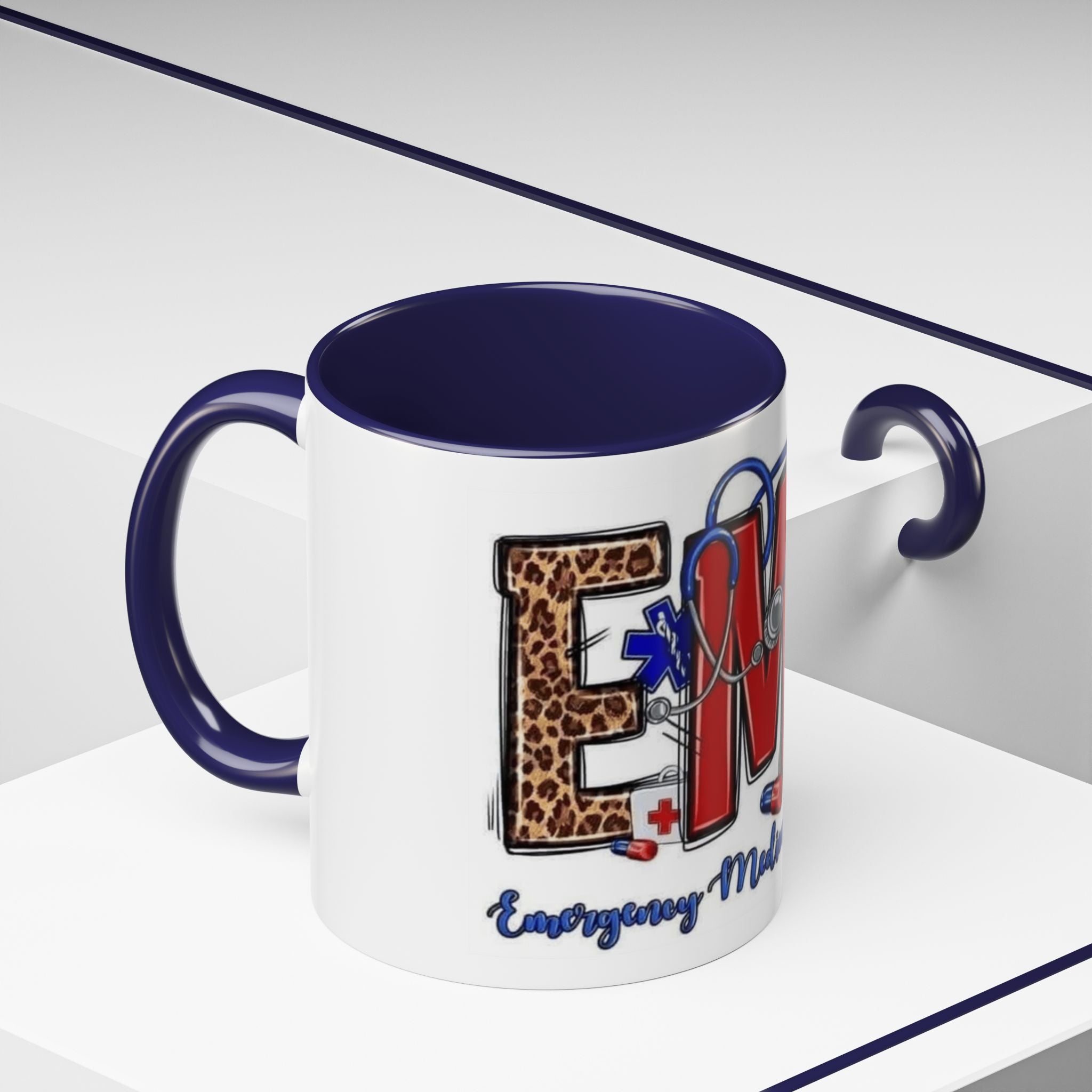 EMT Coffee Mug — Emergency Medical Technician Ambulance Stethoscope Design (11/15oz) Medical Christmas Mug