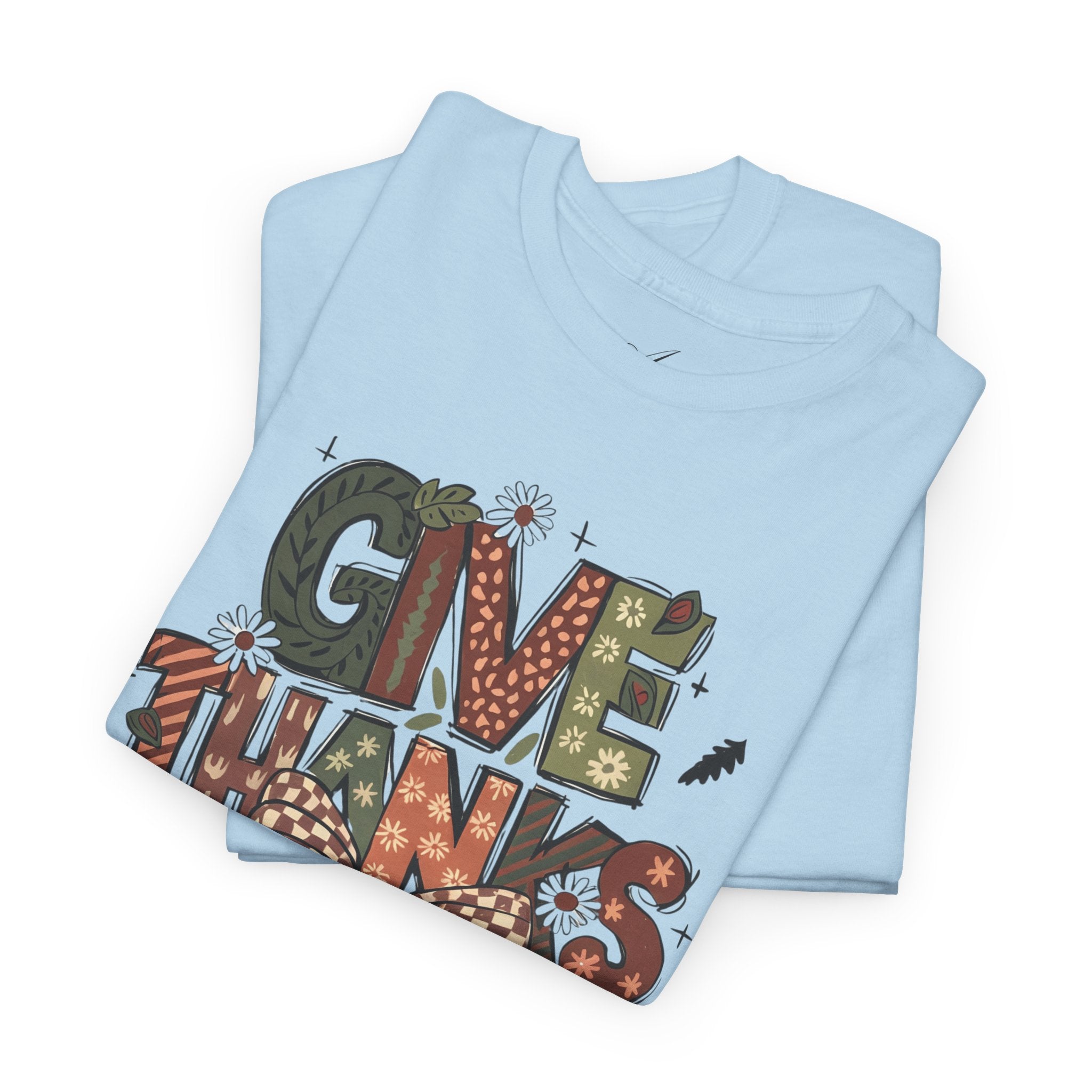 Give Thanks Tee Thanksgiving Graphic T-Shirt with Rustic Bow Design