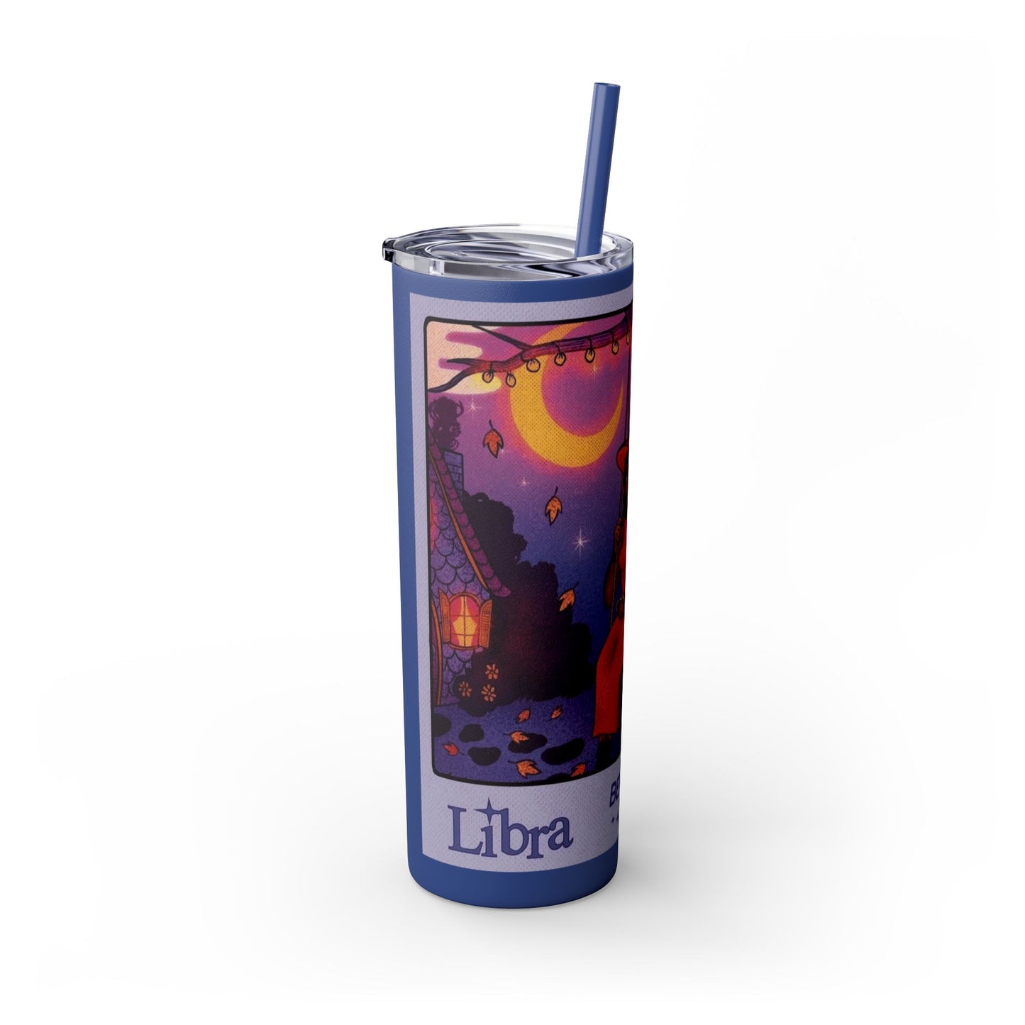 🎁 Spooky season gifts Enchanting Libra Skinny Tumbler with Straw | 20oz | Perfect for Halloween, Witchy Vibes, Astrology Lovers, Gift Idea, Custom Beverage Holder