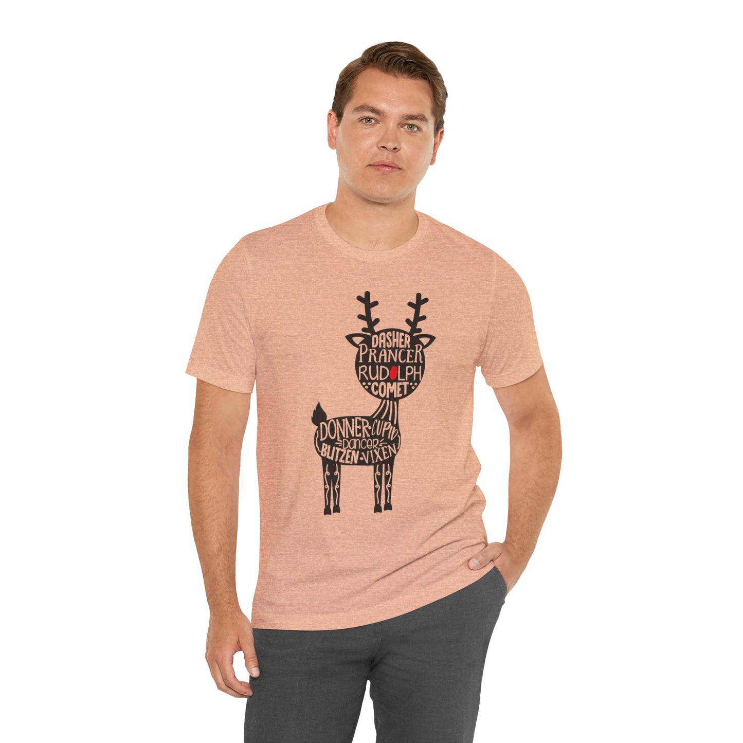 Christmas Reindeer Graphic Tee - Unisex Jersey Short Sleeve Shirt