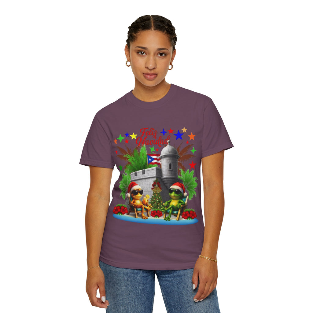 Feliz Navidad Puerto Rico T-Shirt  Castillo & Coquí Holiday Tee Puerto Rico Navidades