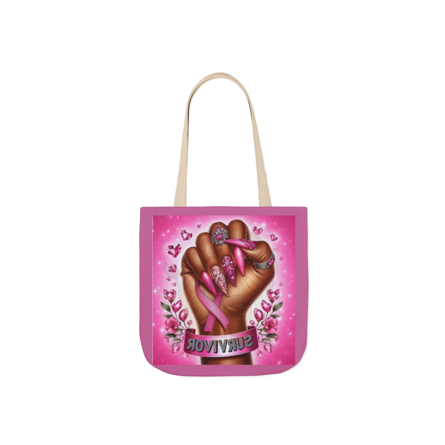 Breast Cancer Survivor Tote Bag  Pink Ribbon Empowerment Canvas Tote
