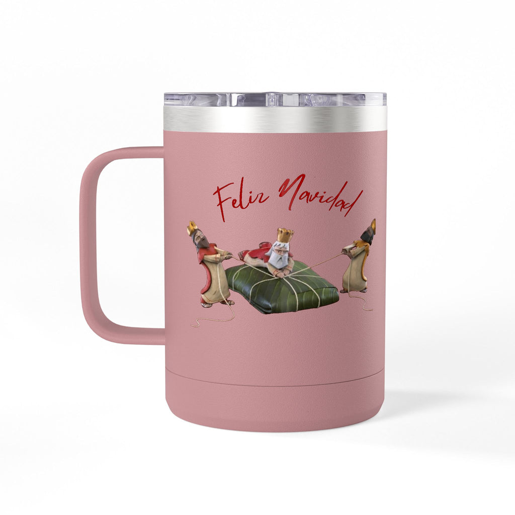 3 KINGS Holiday Travel Tumbler — 'Feliz Navidad' Dachshund Santa Design Coffee Cup for Fun Celebrations