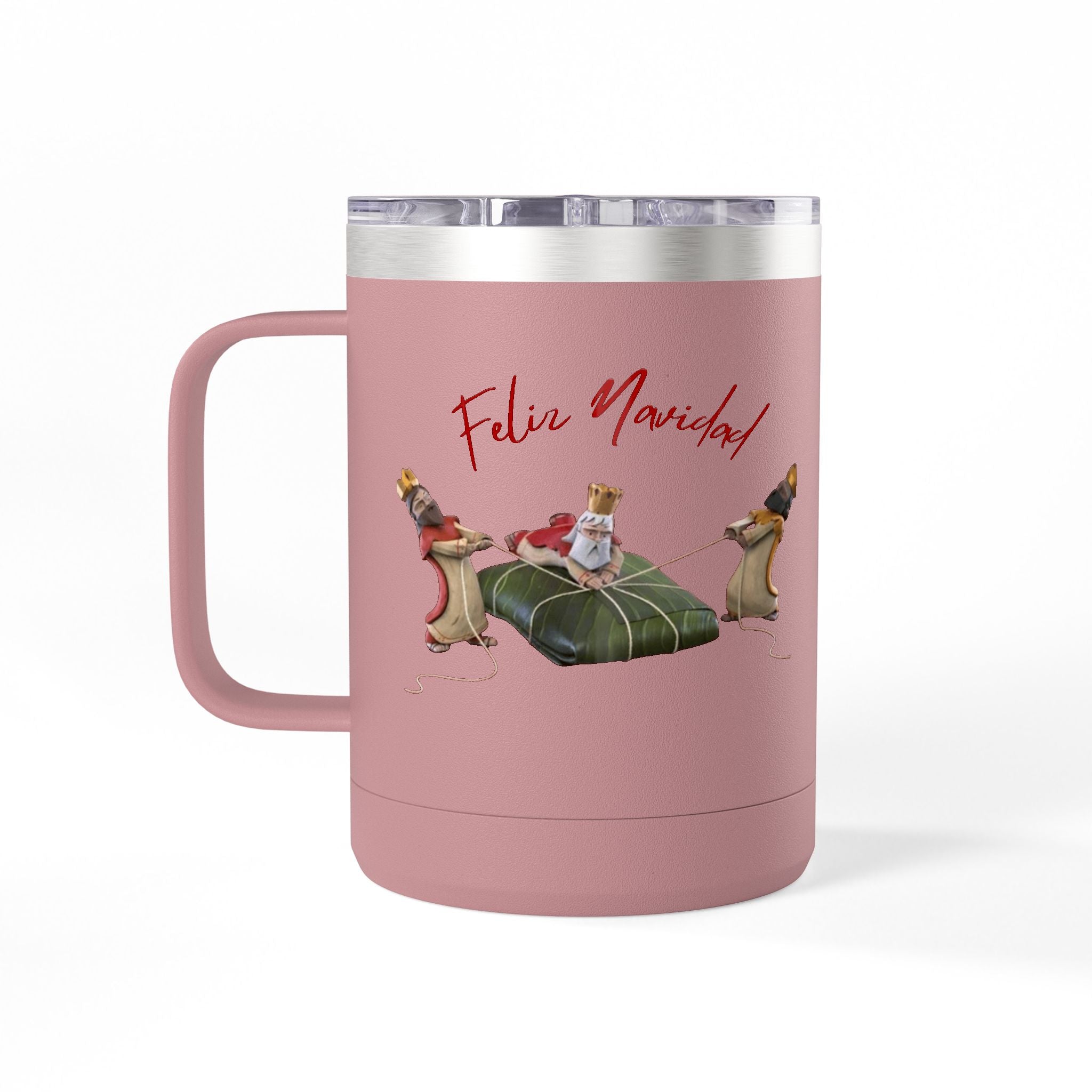 3 KINGS Holiday Travel Tumbler — 'Feliz Navidad' Dachshund Santa Design Coffee Cup for Fun Celebrations