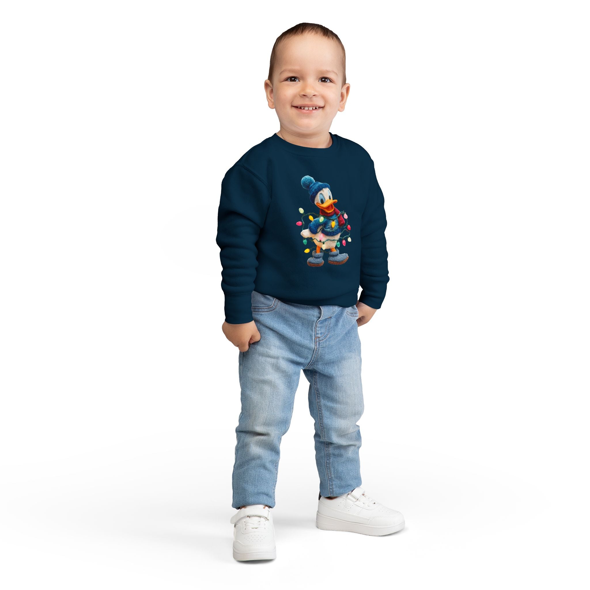 Toddler Sweatshirt  Festive Donald Duck Holiday Lights Pullover