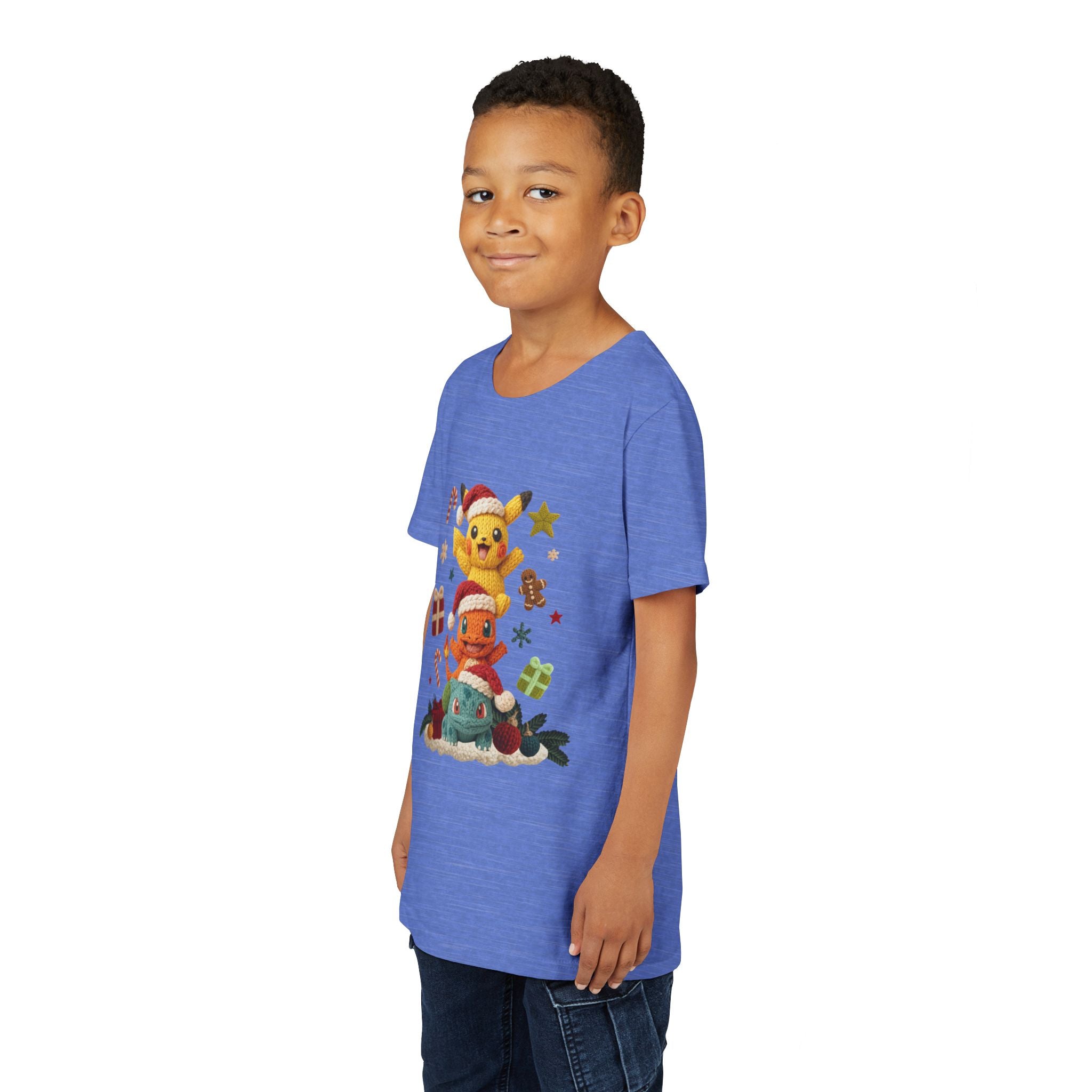 Kids Holiday Tee  Cute Stacked cartoon Characters Christmas Design