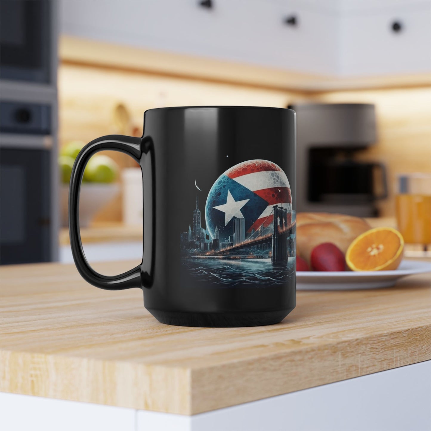 Viva Puerto Rico Puerto Rican Flag Mug Patriotic Black Mug, 15oz