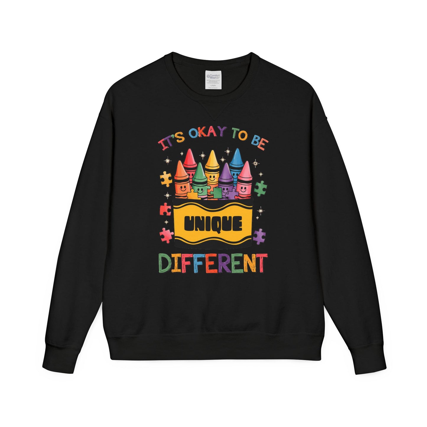 Autism Awareness & Pride Collection Unique & Different Crewneck Sweatshirt - Unisex ComfortWash®