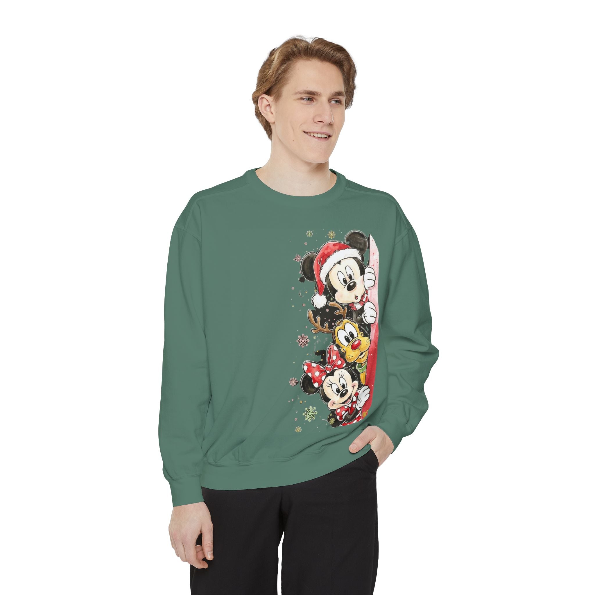 Christmas Disney Characters Sweatshirt  Mickey, Minnie & Pluto Holiday Crew Cartoon Christmas T-shirts and Sweaters