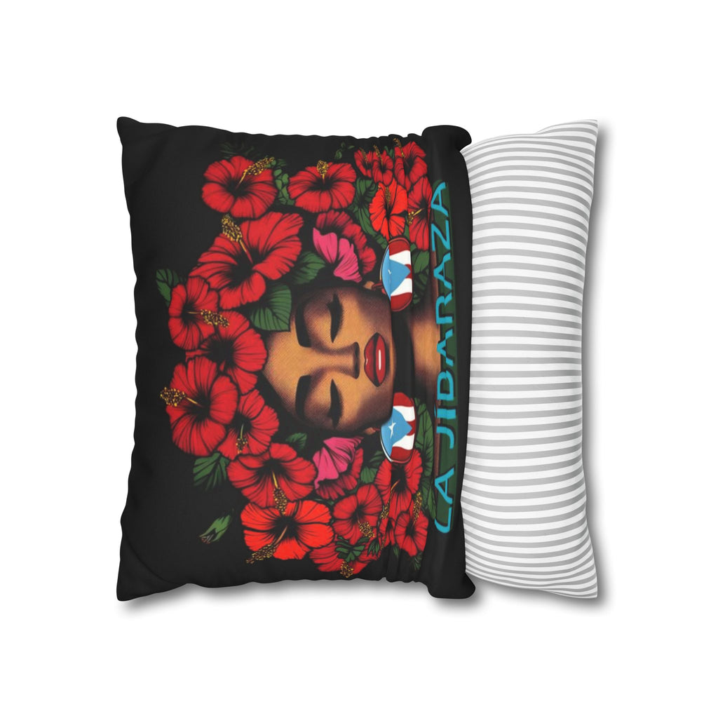 La Jíbara Pillowcase – Puerto Rican Floral Hair Art Square Pillow  Puerto Rico Culture Pillow
