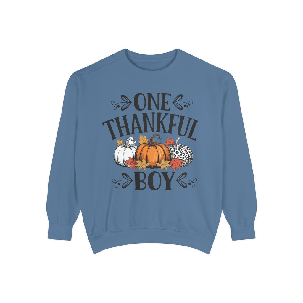 Thankful Boy Sweatshirt  Fall Pumpkin Thanksgiving Crewneck Fall T-Shirts and Sweatshirts Collection