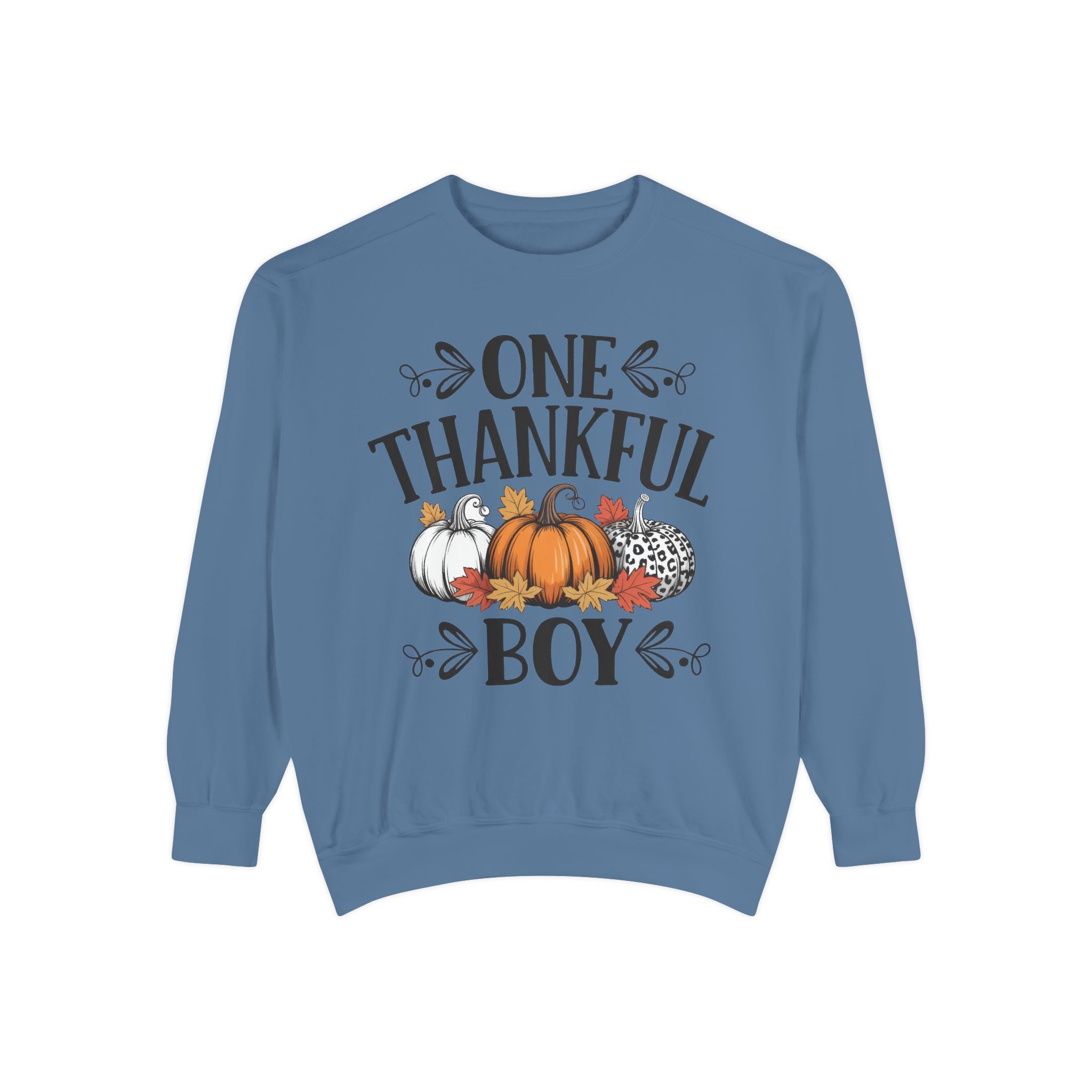 Thankful Boy Sweatshirt  Fall Pumpkin Thanksgiving Crewneck Fall T-Shirts and Sweatshirts Collection