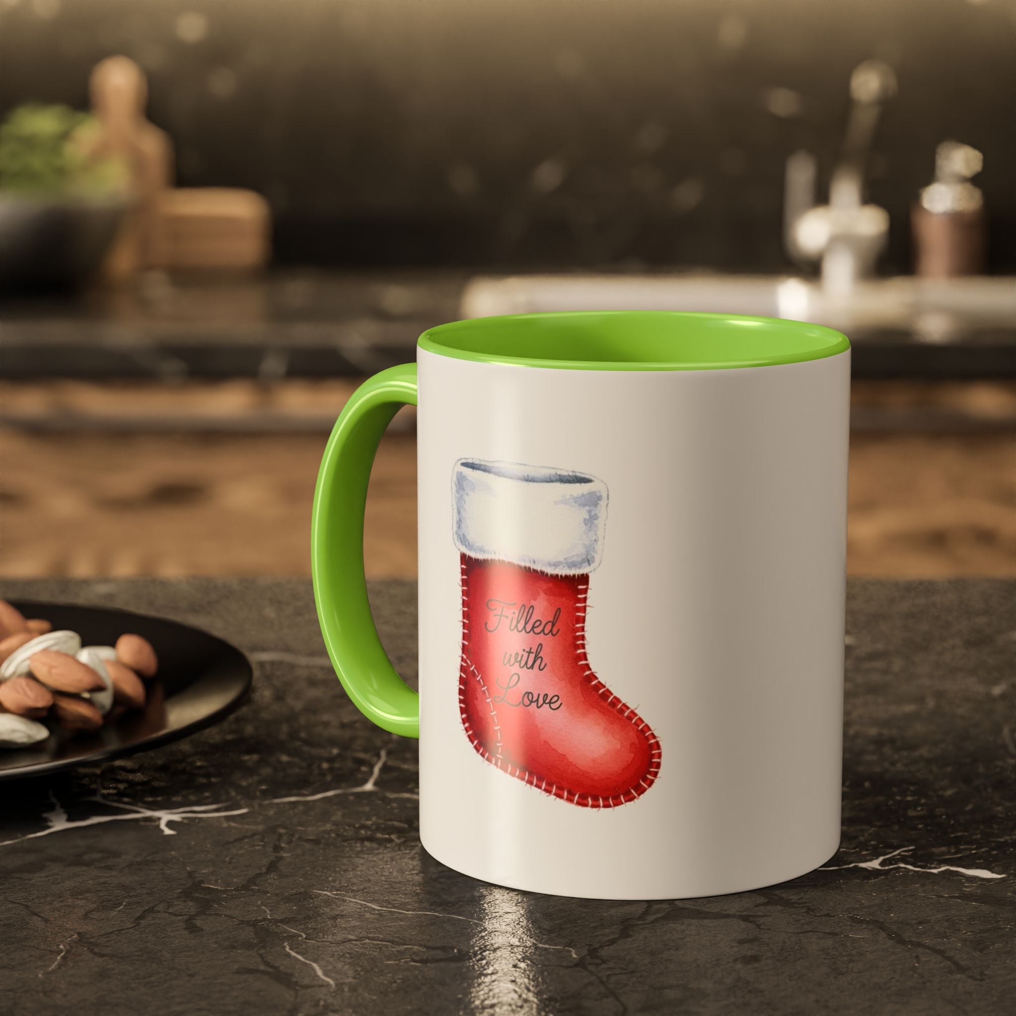 Holiday Mugs Christmas Gift Ideas Hot Cocoa & Coffee Cup Designs Filled with Love - Colorful 11oz & 15oz
