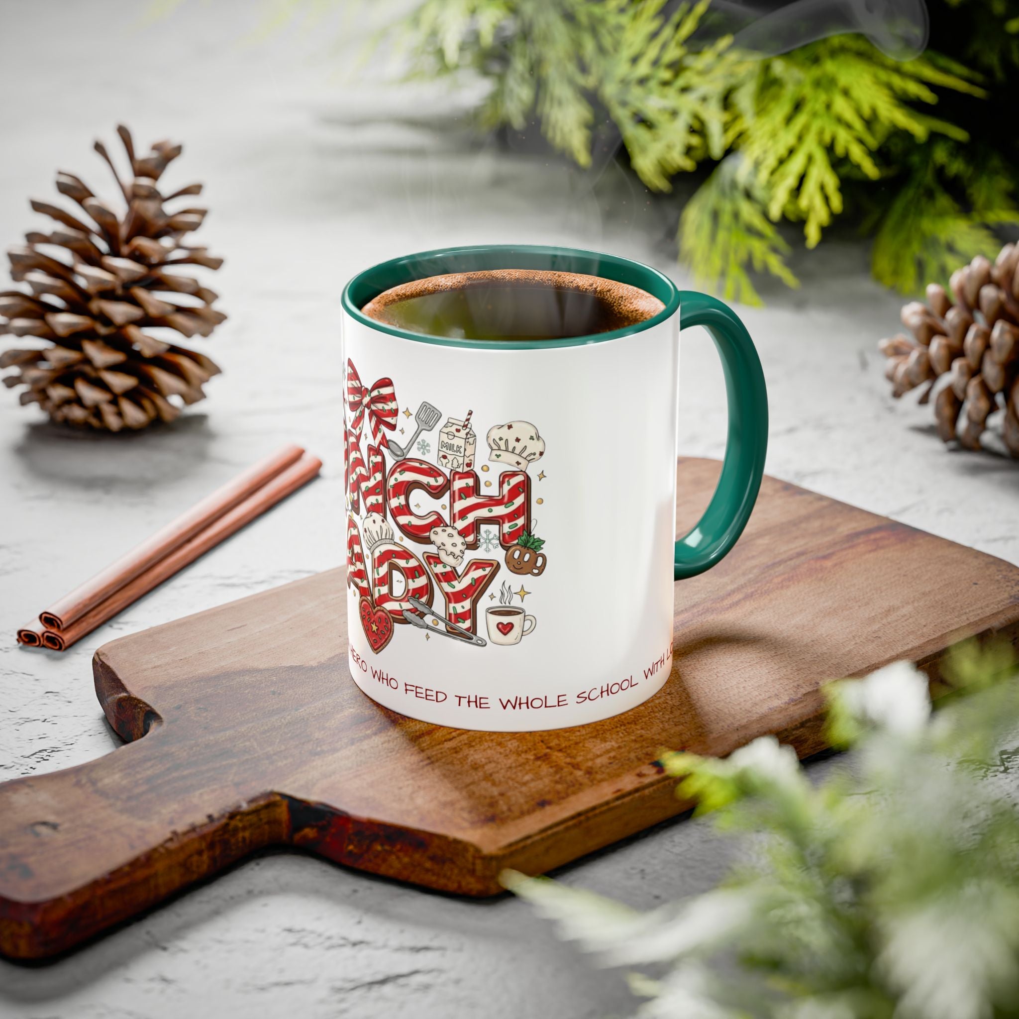 Lunch Lady Mug "Cafeteria Hero Who Feeds the Whole School With Love" | 11oz/15oz Gift  School Staff Christmas Mug Collection