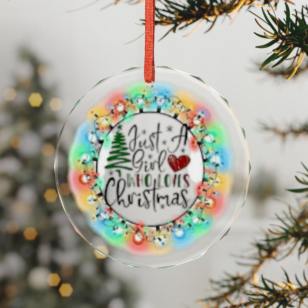Crystal Glass Ornament - "Just a Girl Who Loves Christmas" Heart Holiday Decoration