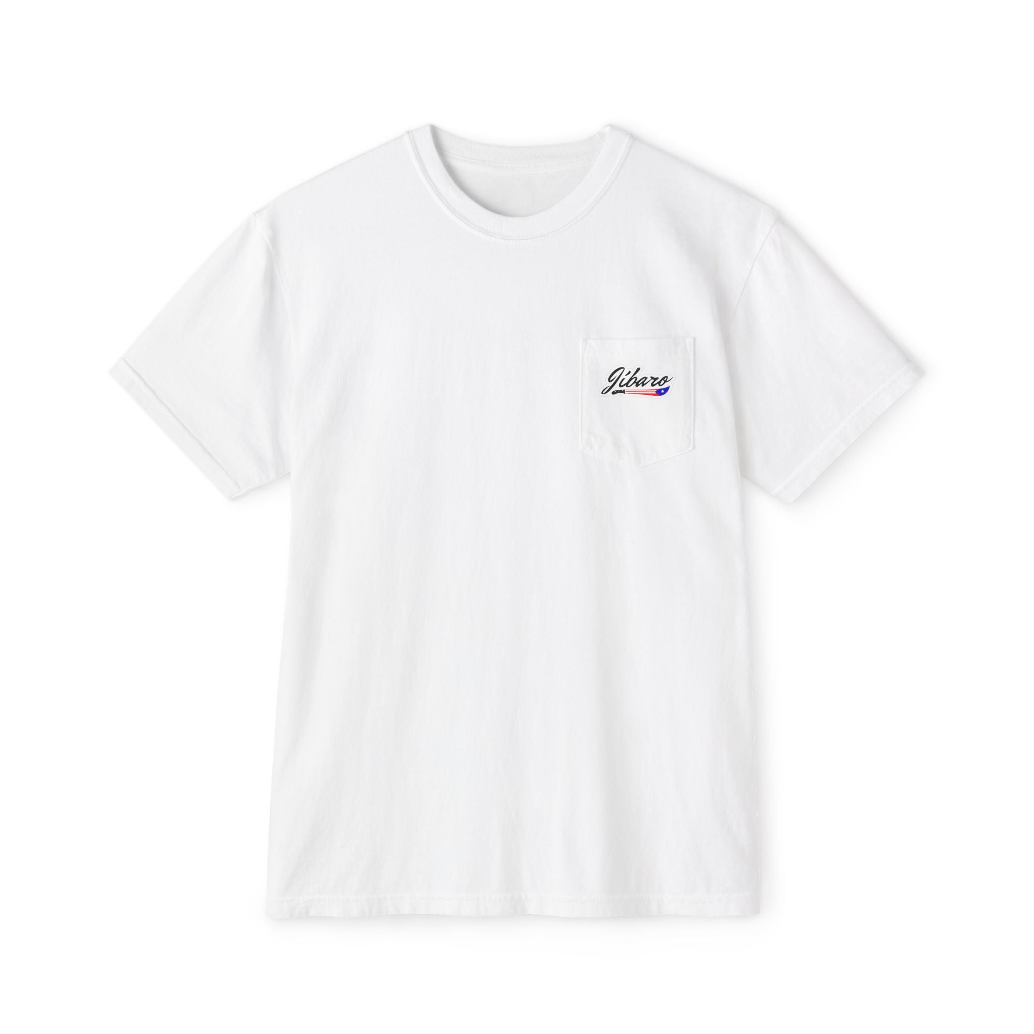 Jibaro Pocket TShirt Unisex Garment-Dyed Tee for Cultural Pride Puerto Rico Embroidered TShirt & Unisex Crewneck Sweatshirt