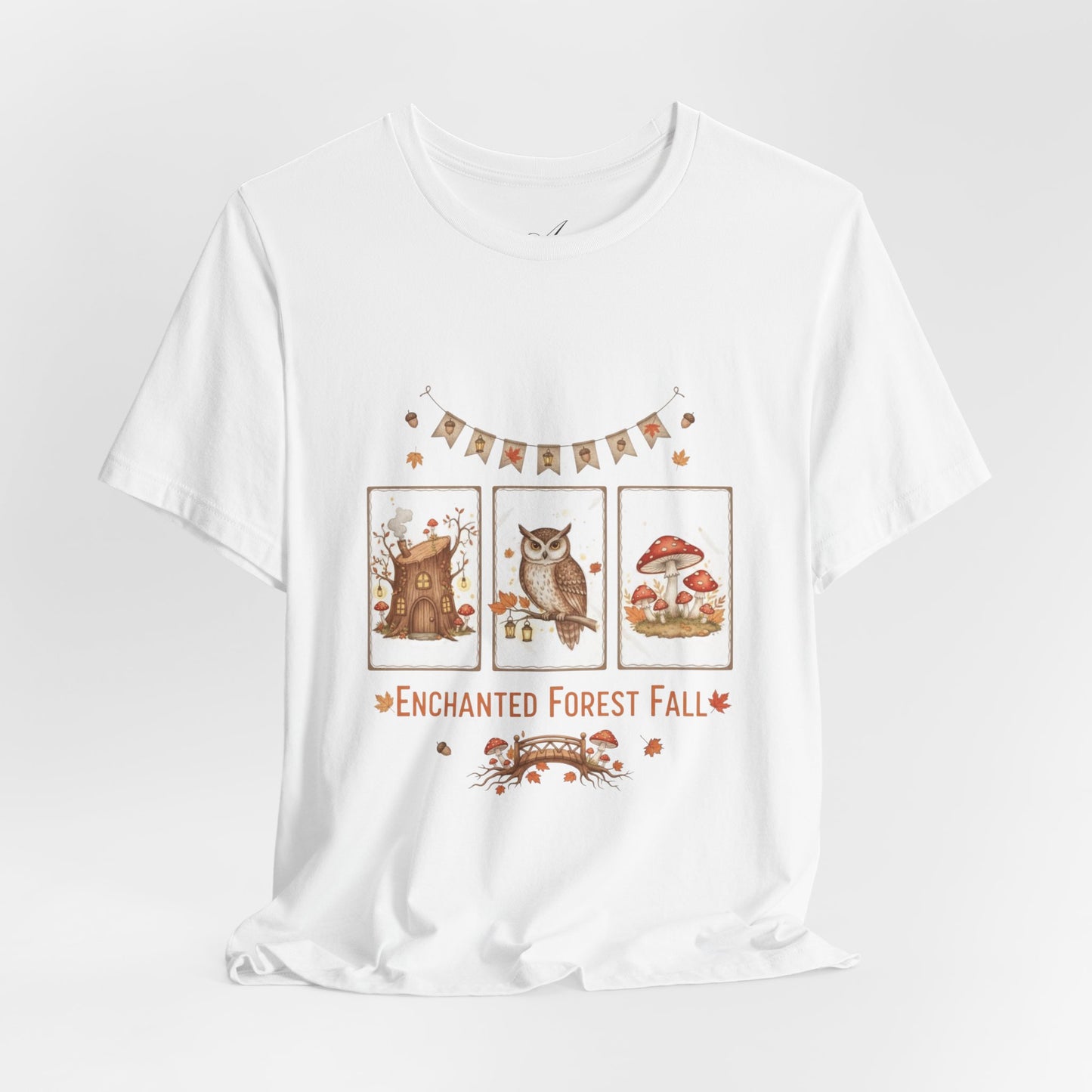 Enchanted Forest Fall Tee, Cute Owl Shirt, Autumn Graphic Tee, Nature Lover Gift, Cozy Fall Apparel, Wildlife T-Shirt, Unisex Fall Top