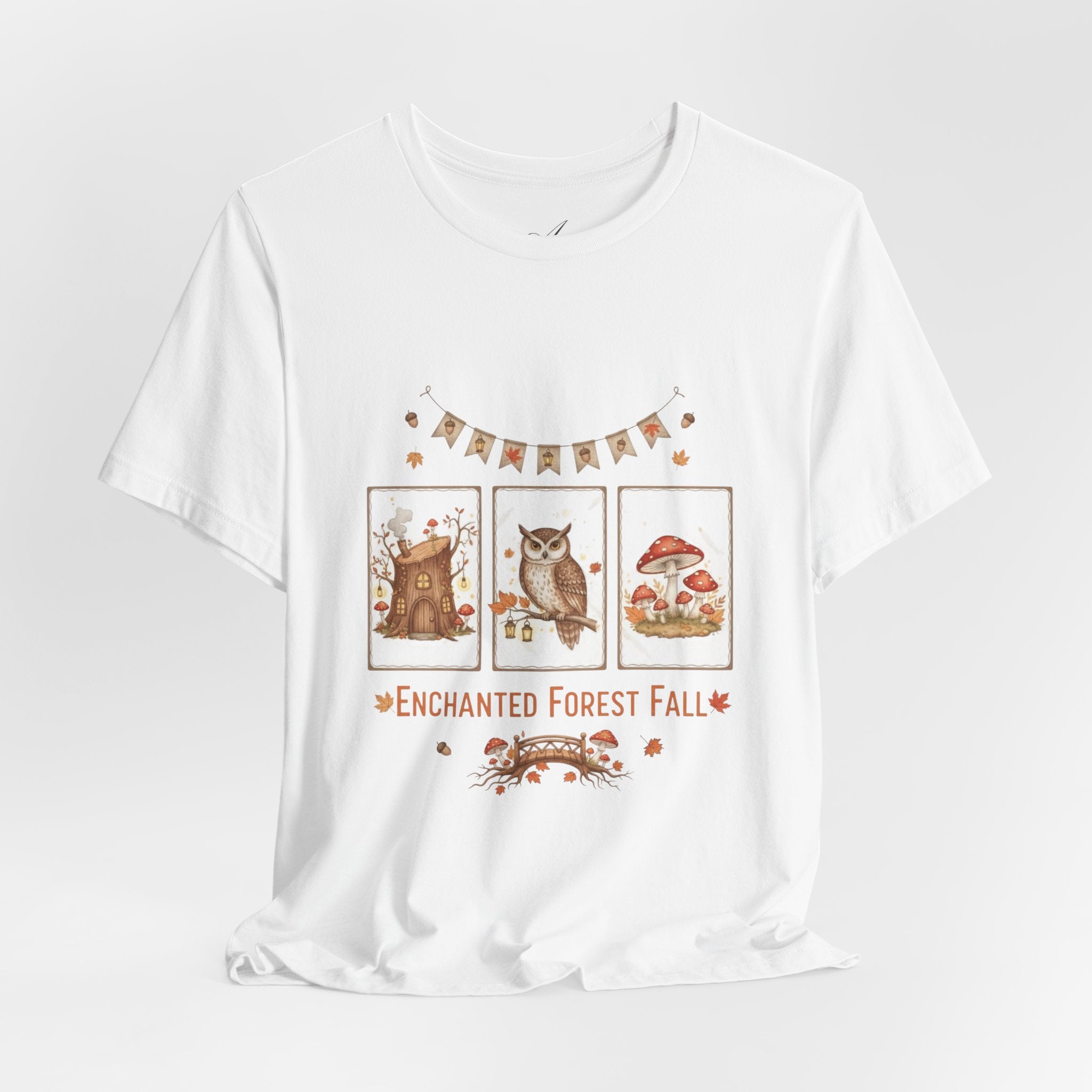 Enchanted Forest Fall Tee, Cute Owl Shirt, Autumn Graphic Tee, Nature Lover Gift, Cozy Fall Apparel, Wildlife T-Shirt, Unisex Fall Top