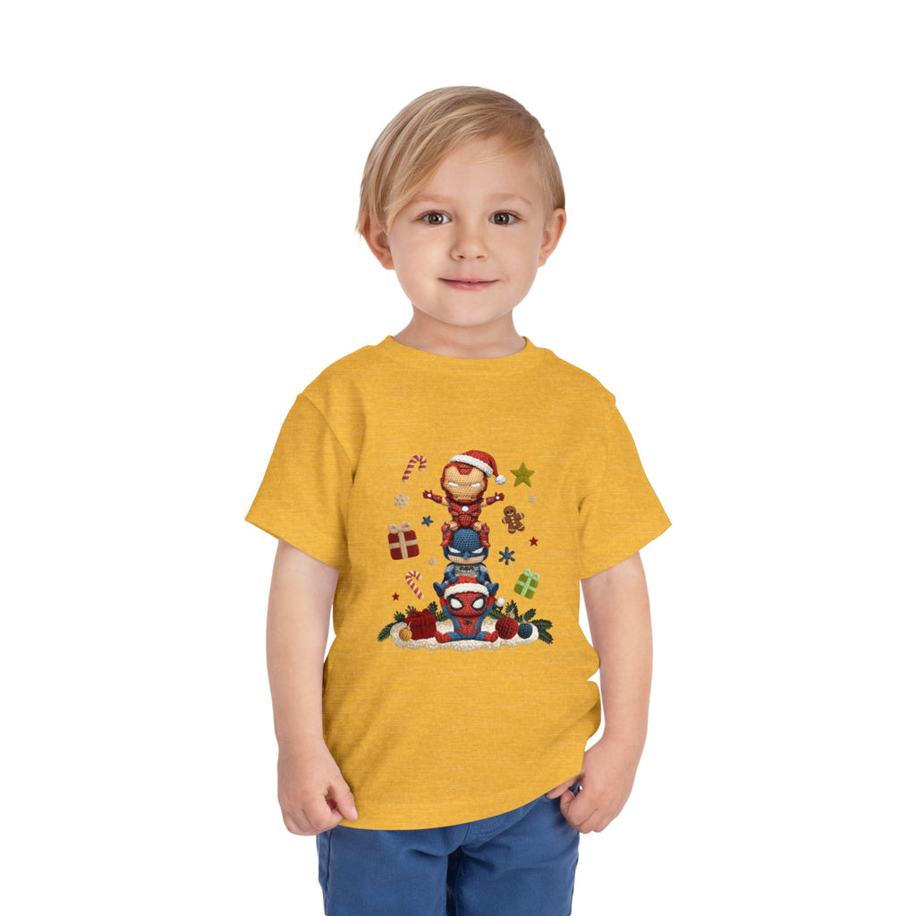 Toddler Tee  Cute Stacked Superhero Christmas Pile christmas kids collection