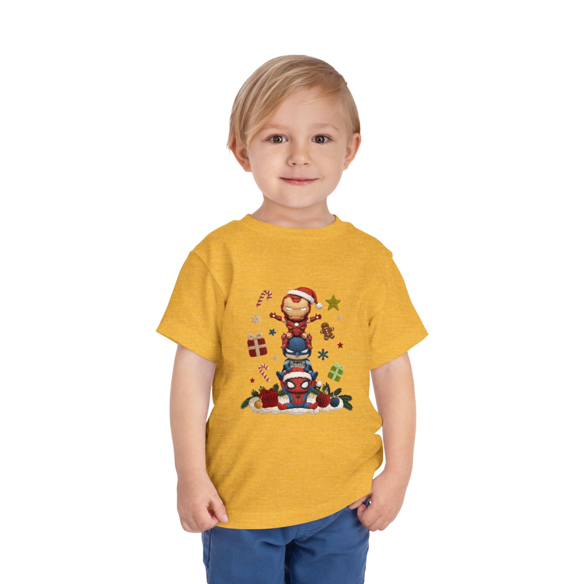 Toddler Tee  Cute Stacked Superhero Christmas Pile christmas kids collection