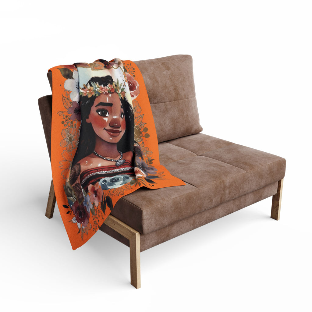 Moana-Inspired Floral Portrait Fleece Blanket