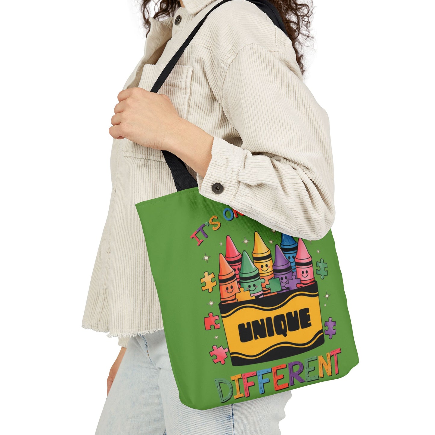 Autism Awareness & Pride Collection Unique Canvas Tote Bag with Colorful Castle Design