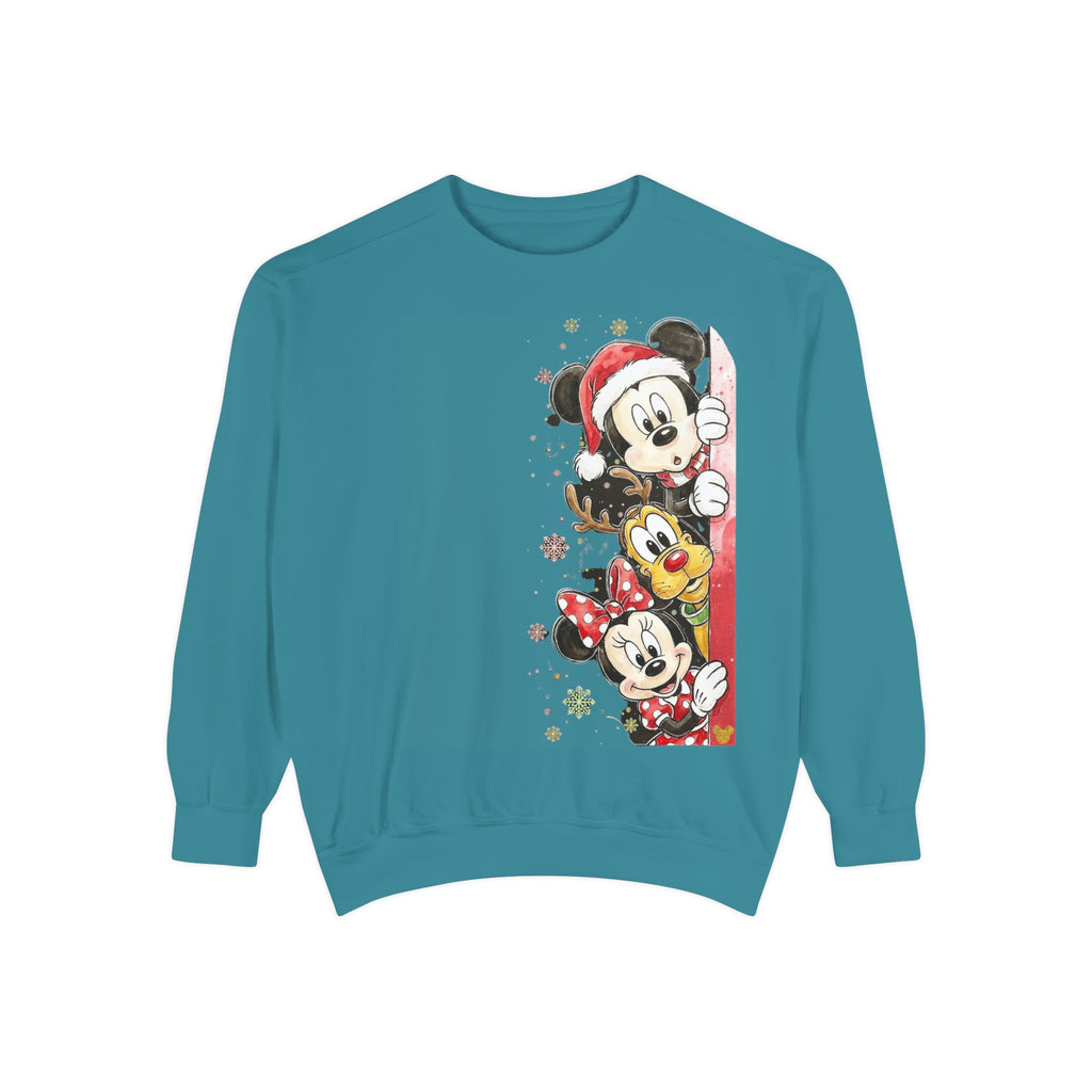 Christmas Disney Characters Sweatshirt  Mickey, Minnie & Pluto Holiday Crew Cartoon Christmas T-shirts and Sweaters