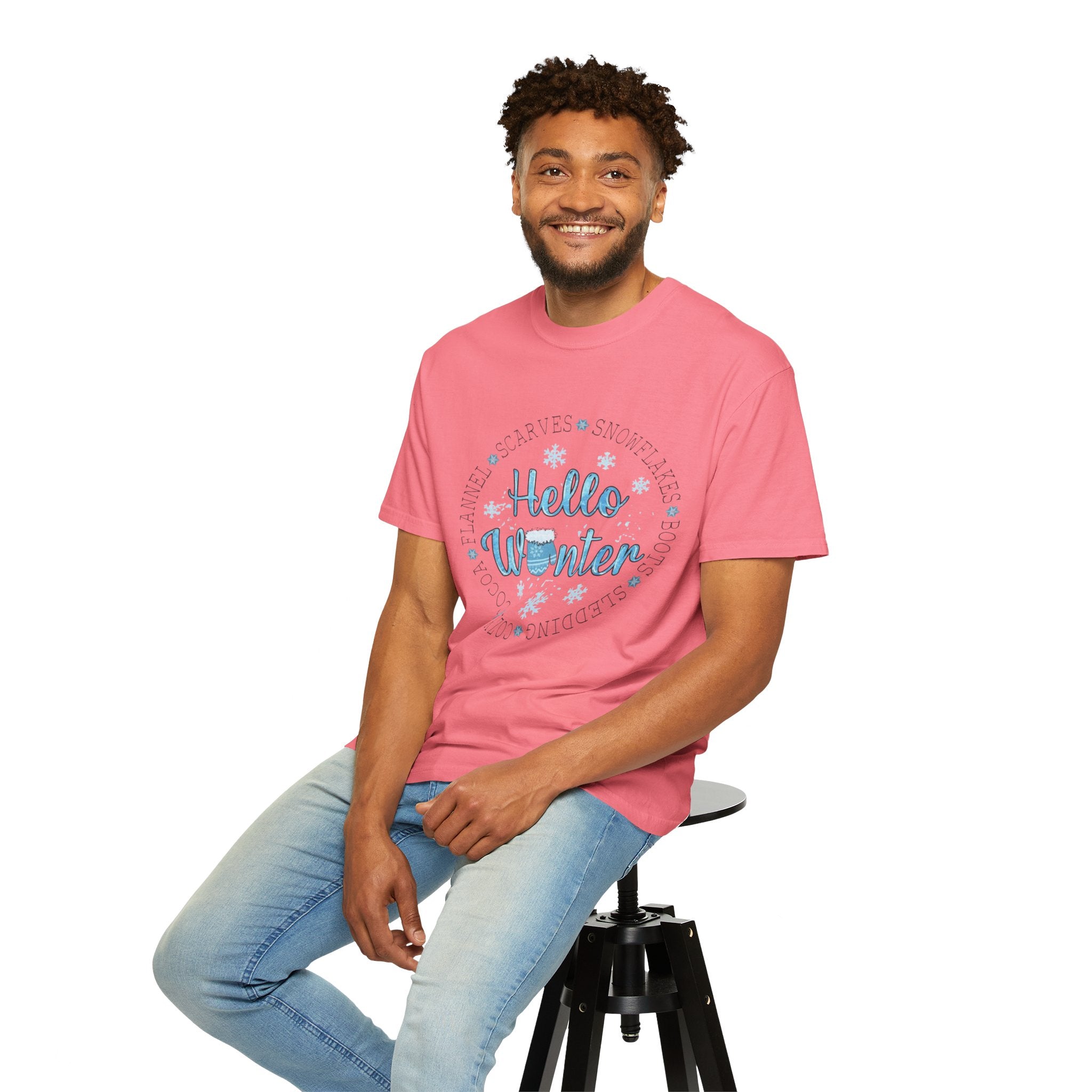 Hello Winter T‑Shirt  Cozy Snowflake Holiday Tee Christmas T-Shirts and Sweatshirts Collection