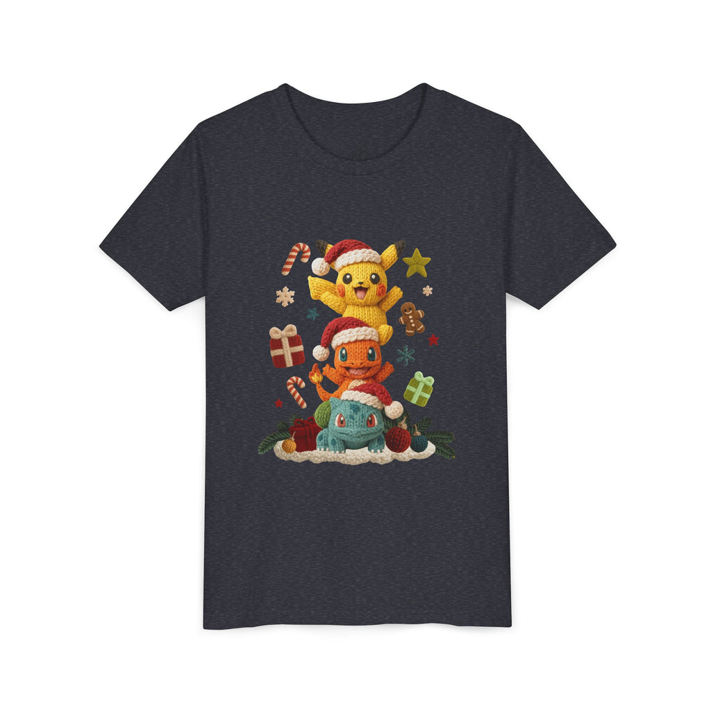 Kids Holiday Tee  Cute Stacked cartoon Characters Christmas Design
