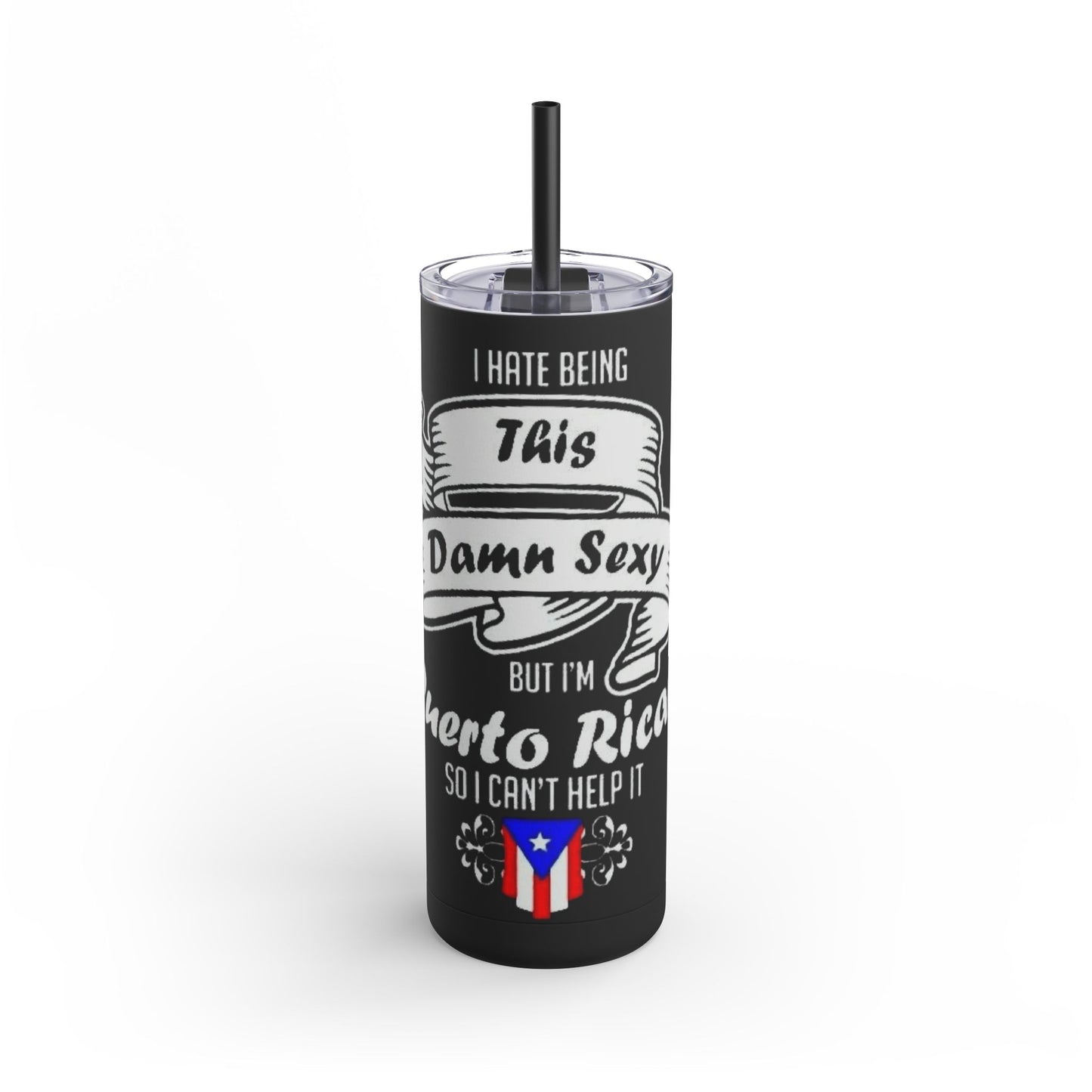Puerto Rican Pride Skinny Matte Tumbler, 20oz | Perfect Gift for Afro-Latinx, Birthday, BBQ, Celebration, Fun Drinkware