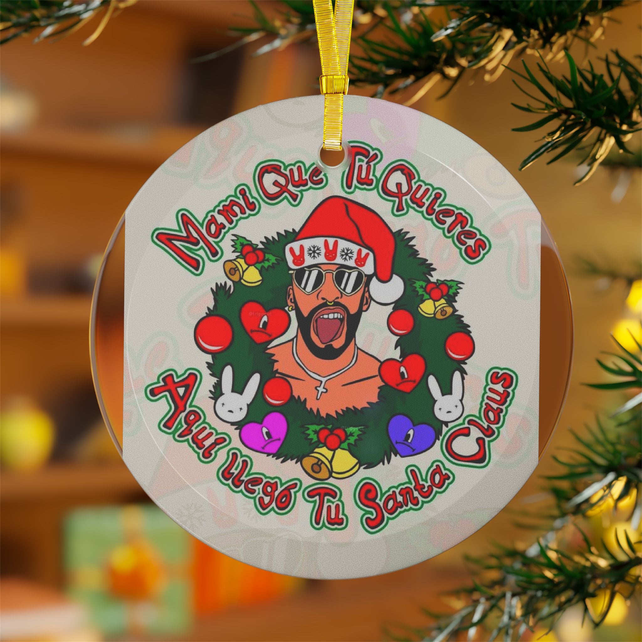 Boricua Navidad Ornament | Handcrafted Glass Ball | Puerto Rican Christmas Decor Glass Ornaments