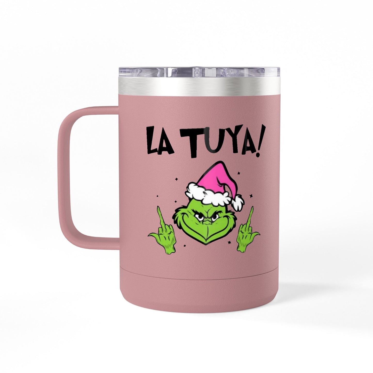 Holiday Grinch Coffee Mug Tumbler - 15oz Vaso / Taza de Acero Inoxidable – Diseño Navideño