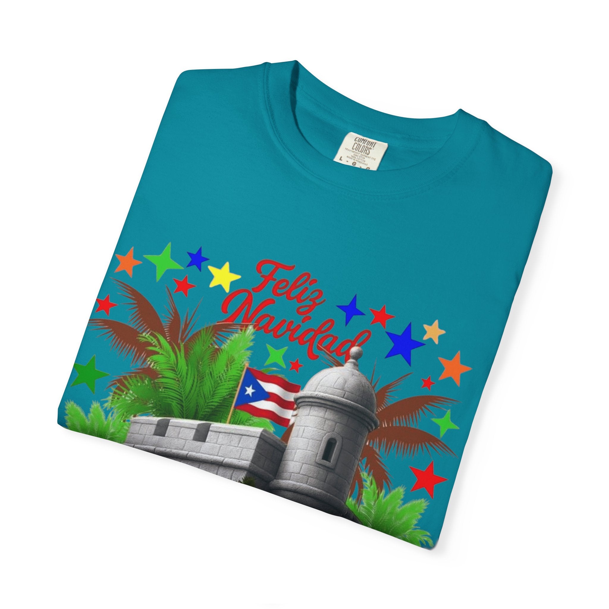 Feliz Navidad Puerto Rico T-Shirt  Castillo & Coquí Holiday Tee Puerto Rico Navidades