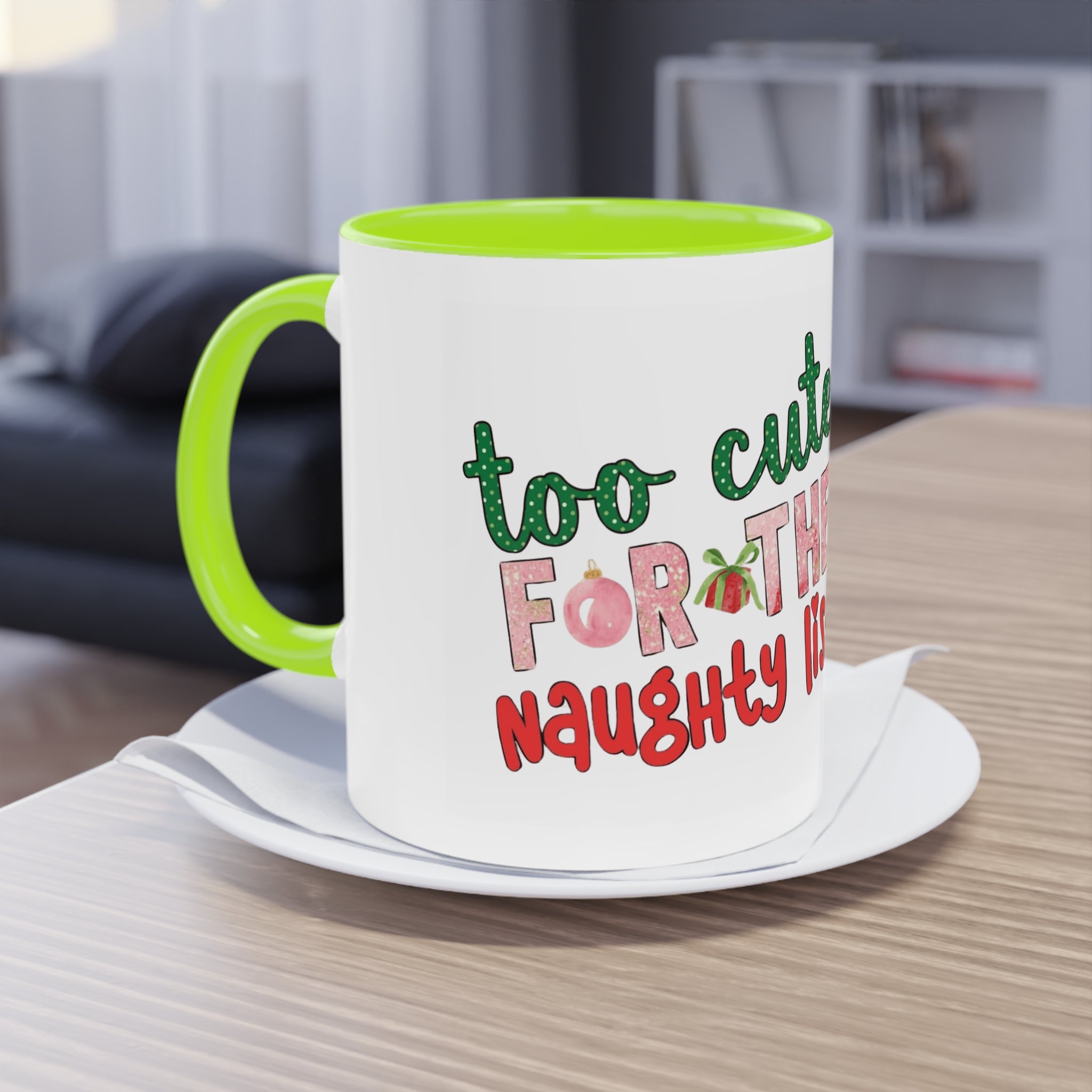 Cute Grinch Two-Tone Coffee Mug - Perfect for Holiday Cheer! Christmas Mugs Collection