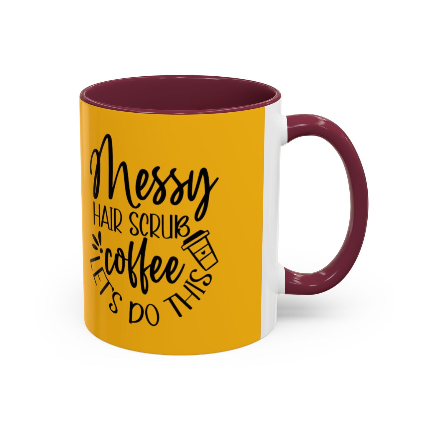 Holiday Coffee Cups with Festive Quotes & Designs Messy Hair Coffee Mug - Fun Yellow Ceramic Cup for Coffee Lovers