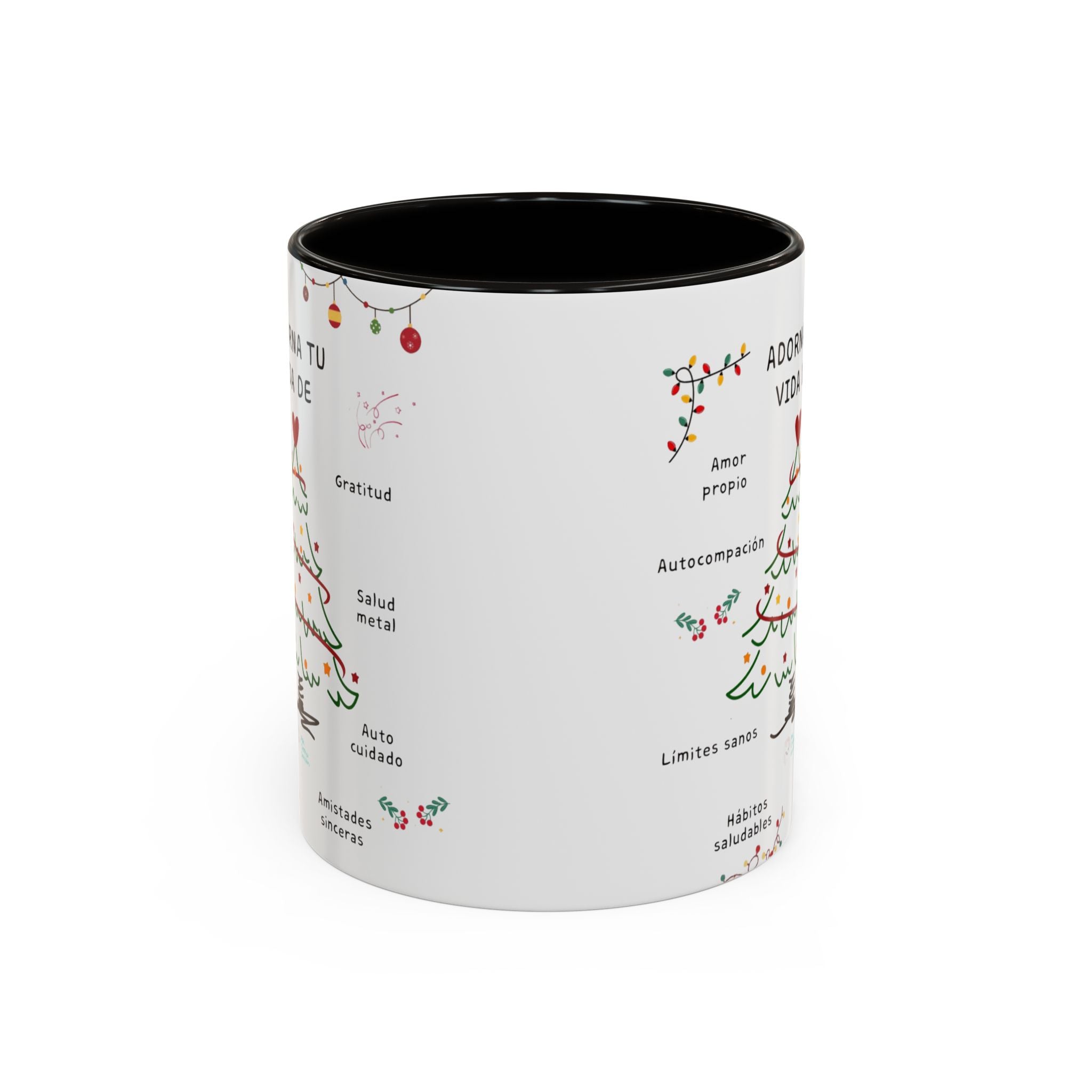 Mug — 'Adorna Tu Vida' Christmas Tree Spanish Holiday Coffee Mug (11oz/15oz)