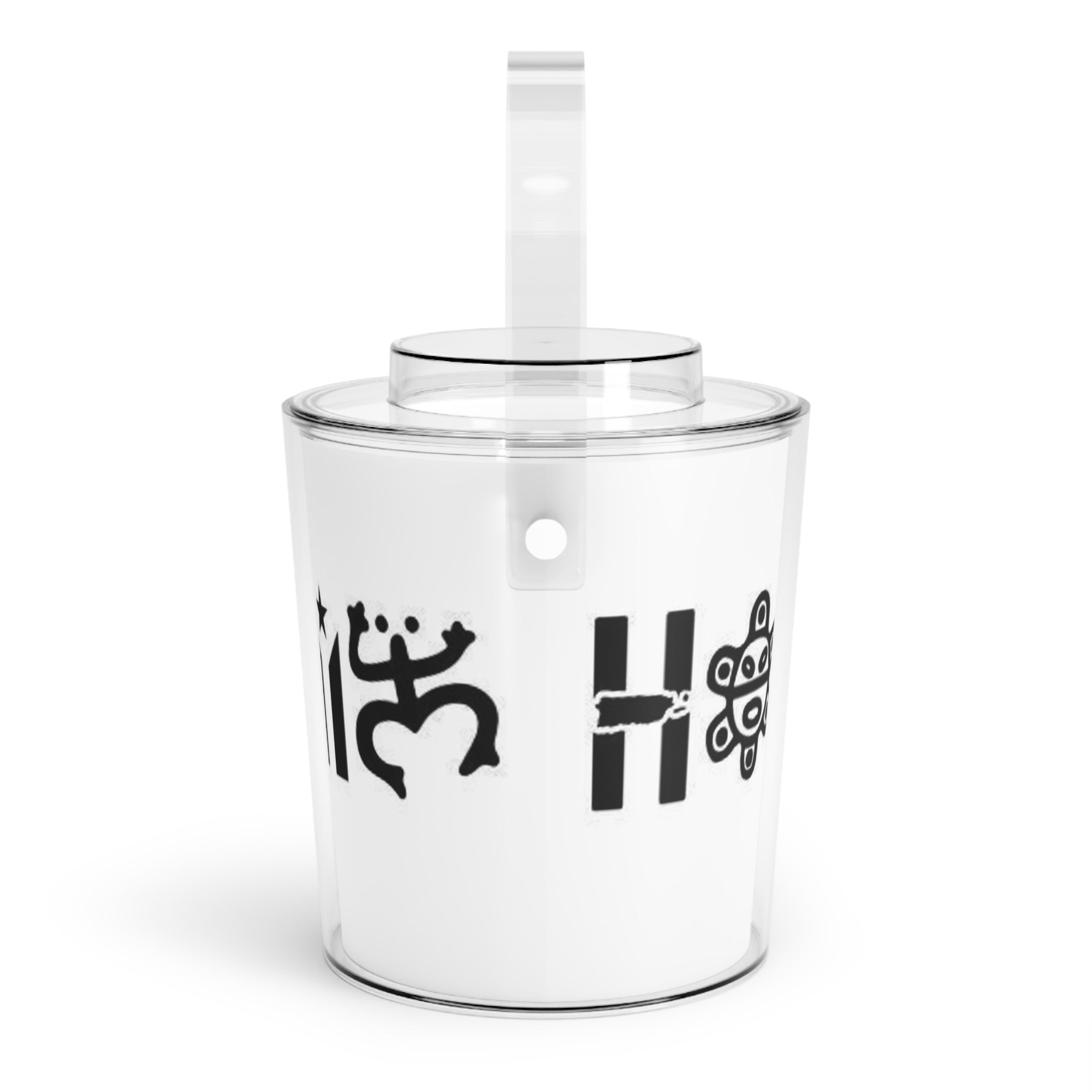 Taino Puerto Rico Ice Bucket with Tongs — Stylized Taino Symbol