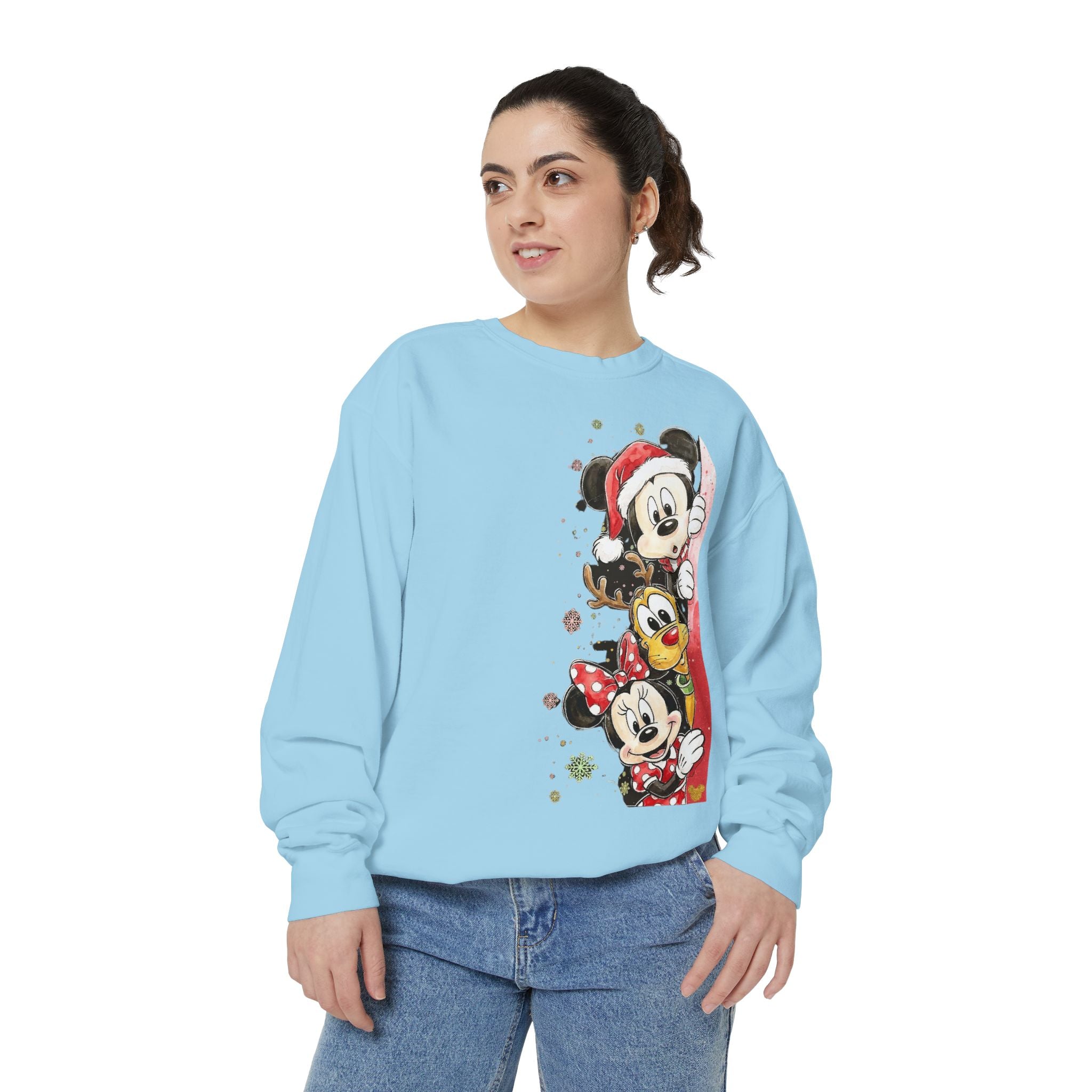 Christmas Disney Characters Sweatshirt  Mickey, Minnie & Pluto Holiday Crew Cartoon Christmas T-shirts and Sweaters